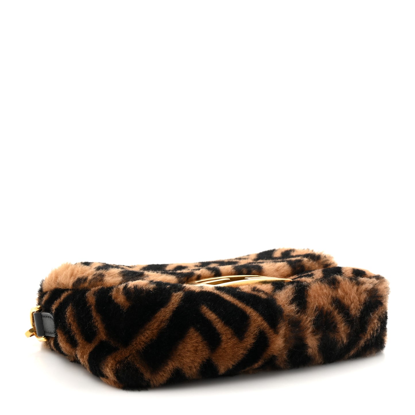 Shearling Vitello Dolce Macro FF 1974 Mini Baguette Tobacco Black