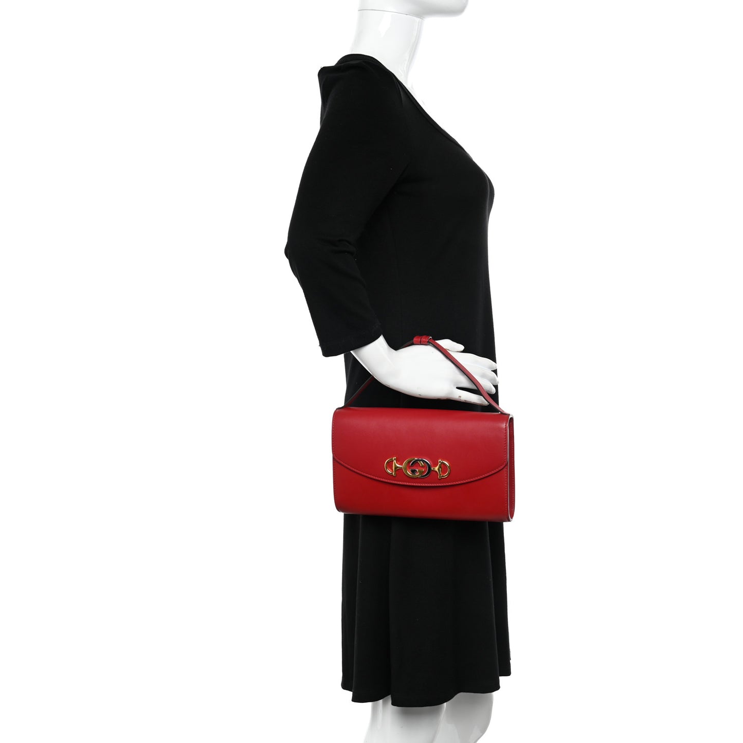 Smooth Calfskin Small Zumi Top Handle Shoulder Bag Hibiscus Red