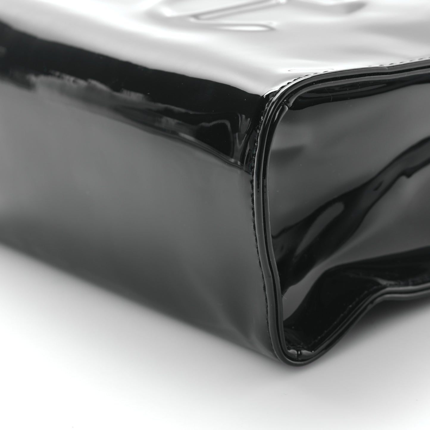 Patent Vegan Leather Small Shopping Bag Black