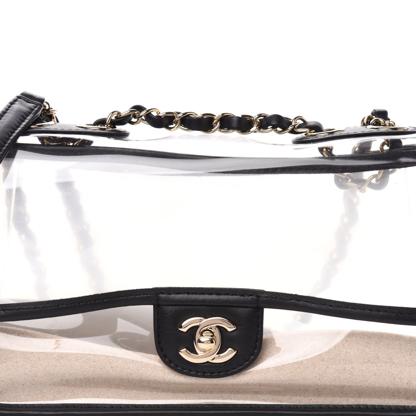 Lambskin PVC Medium Coco Sand Flap Black
