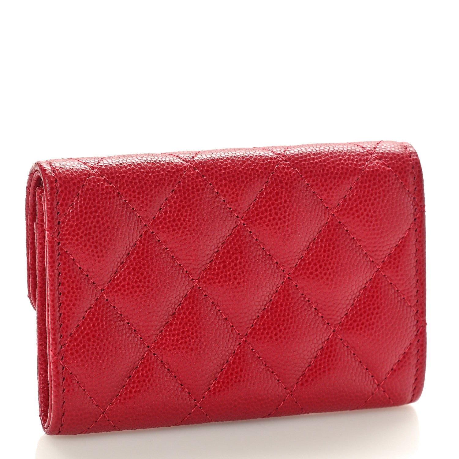 Chanel Caviar Quilted Flap Card Holder Wallet Dark Pink 3 of 9