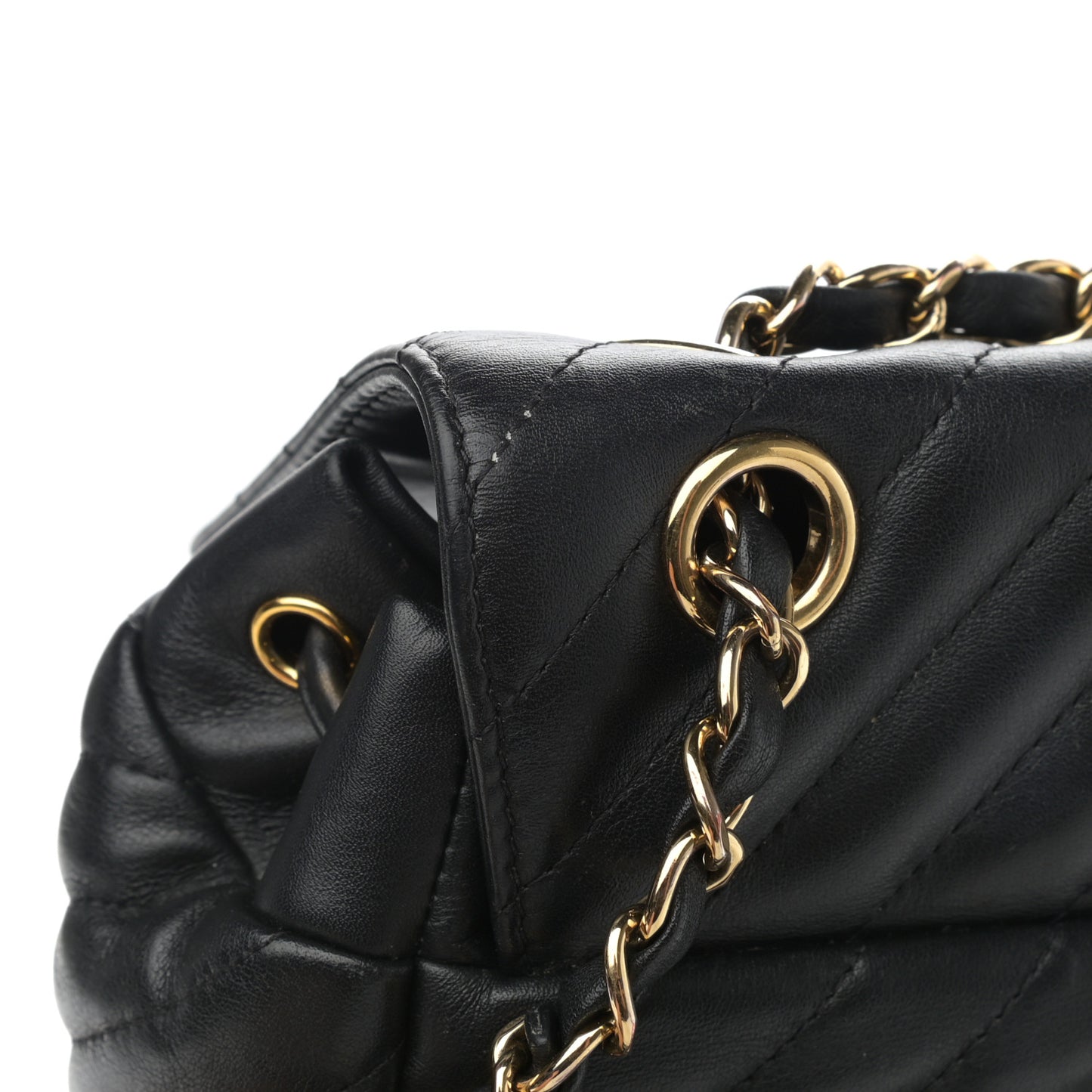 Calfskin Chevron Quilted Small Urban Spirit Backpack Black