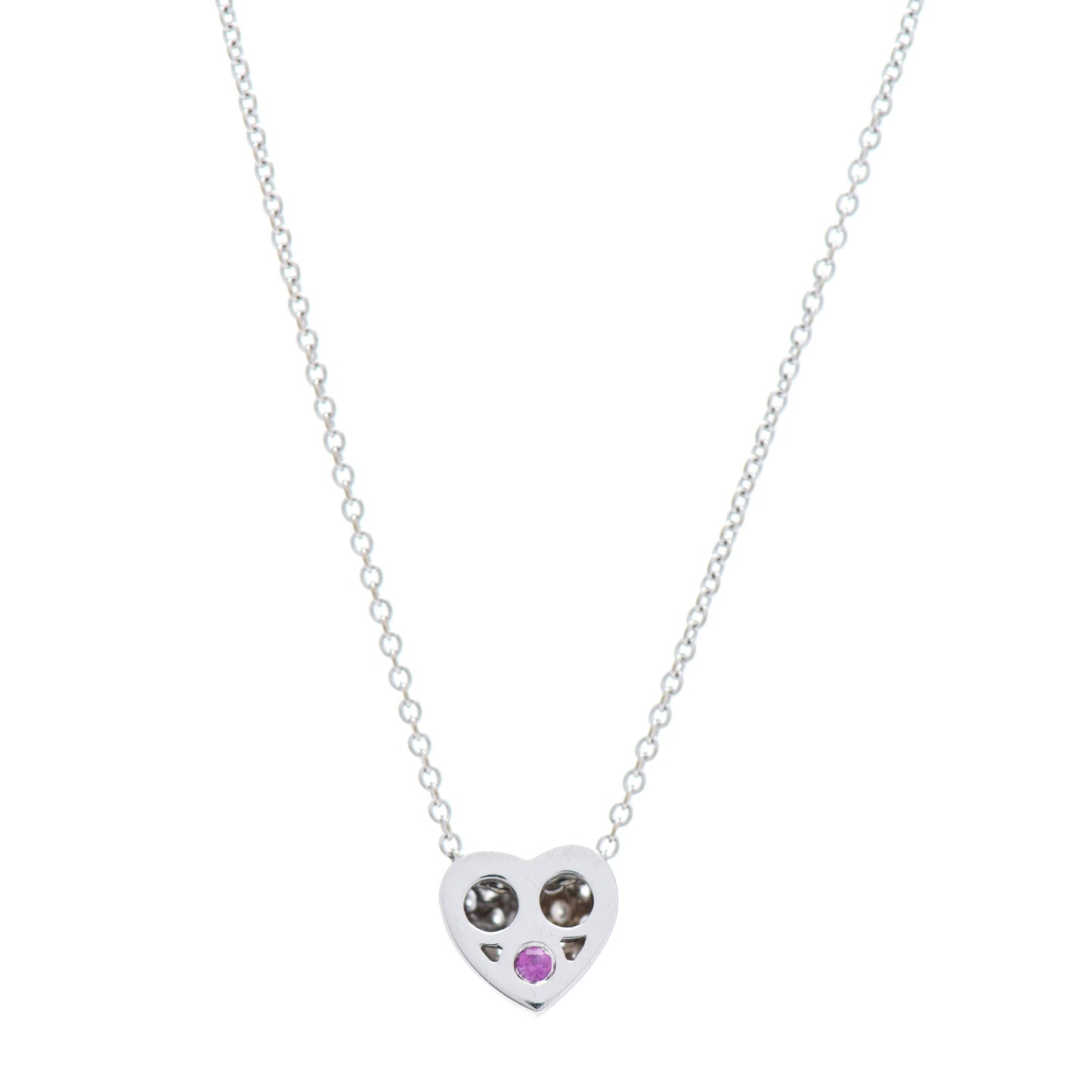 18K White Gold Diamond Tiny Treasures Puffed Heart Pendant Necklace