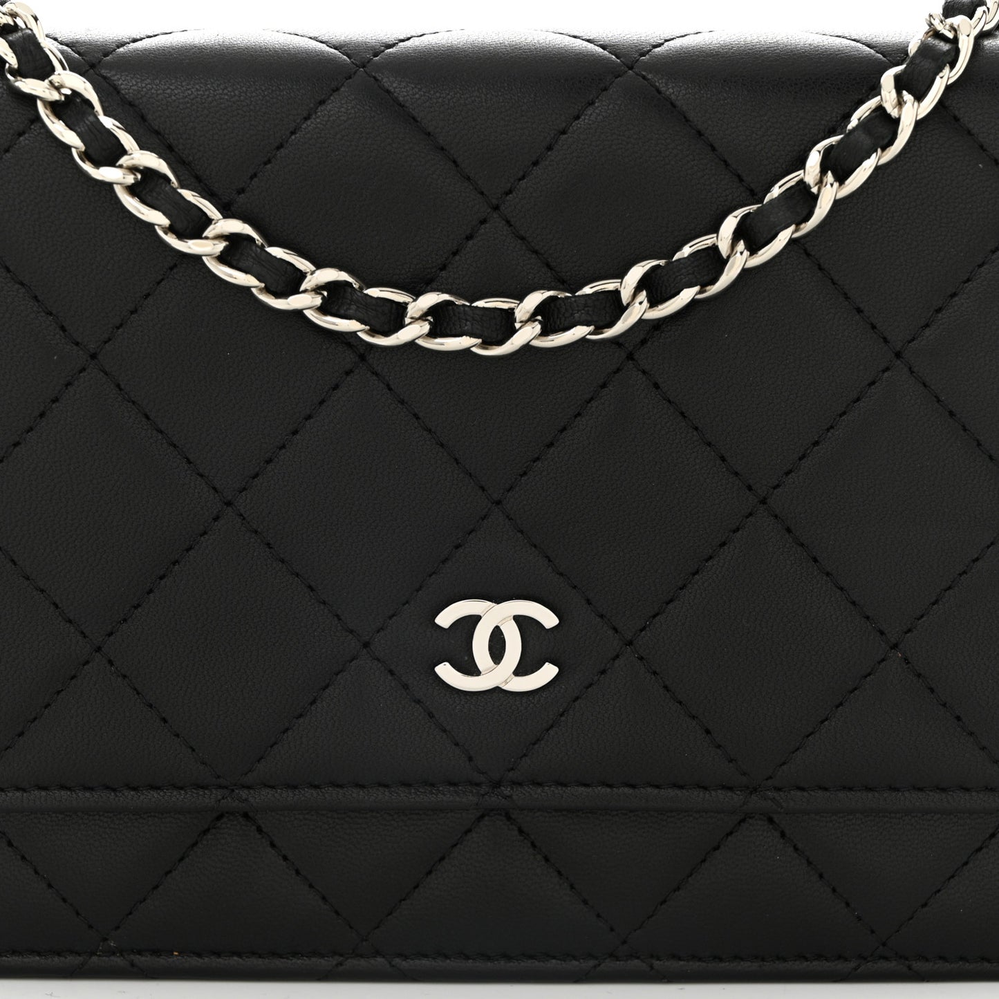 Lambskin Quilted Wallet On Chain WOC Black