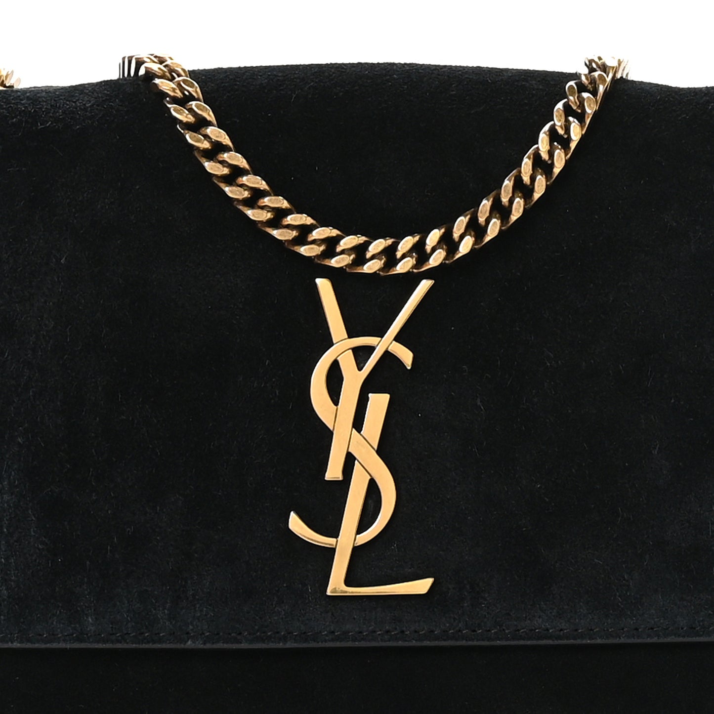 Smooth Calfskin Suede Small Reversible Monogram Kate Satchel Black