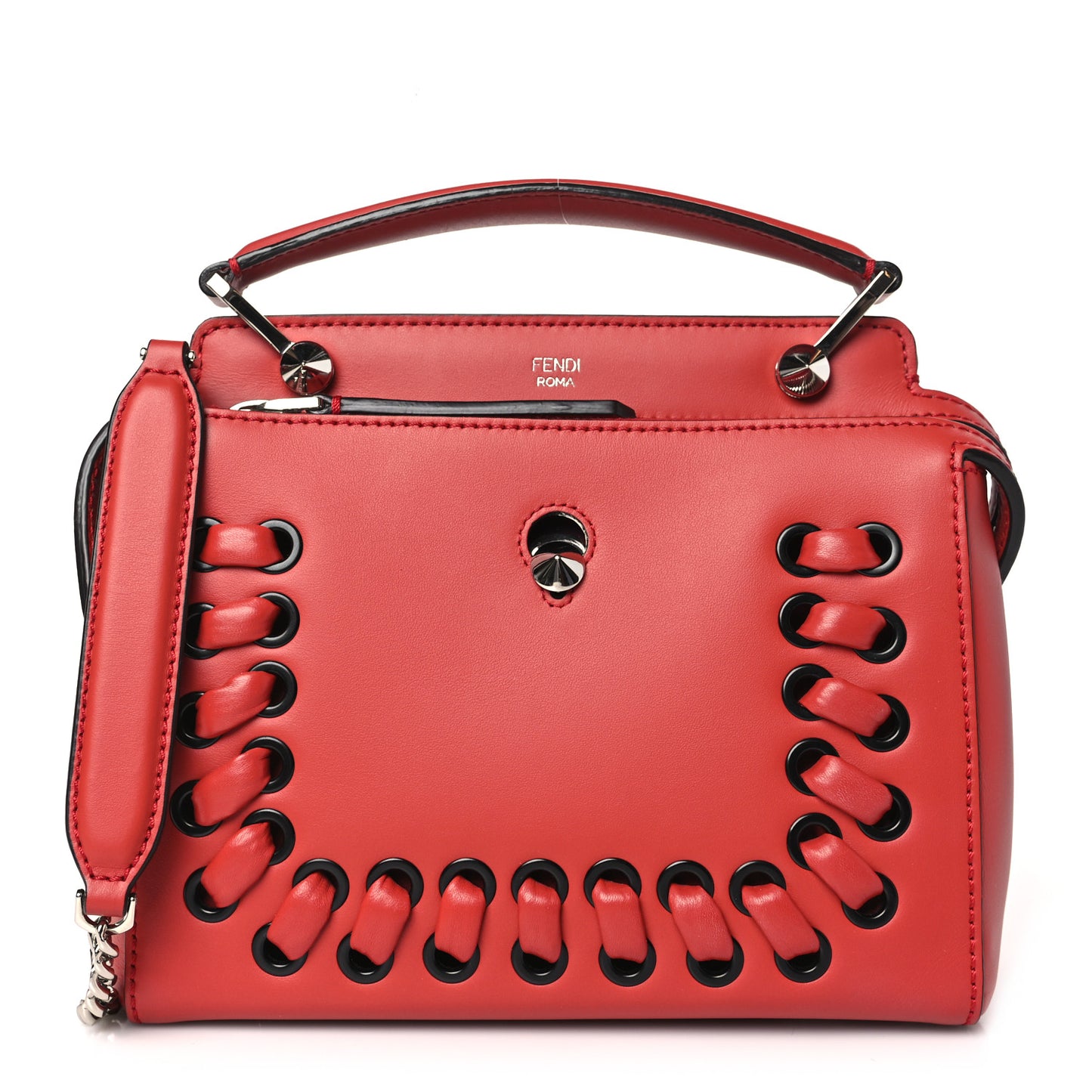 Vitello Baltico Dolce Nappa Lace Up Small Dotcom Click Chain Satchel Bloody Mary