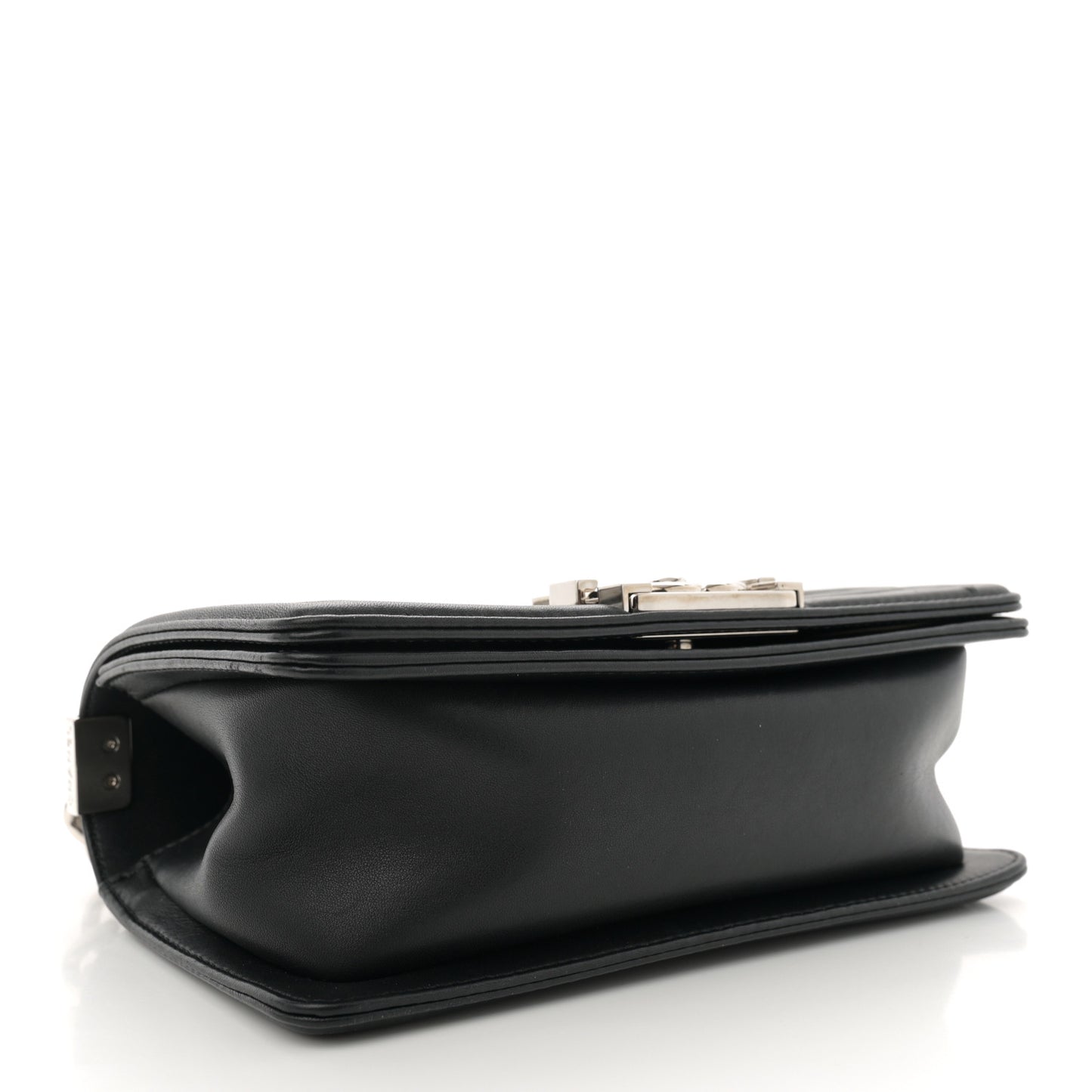 Lambskin Chevron Quilted Small Boy Flap Black