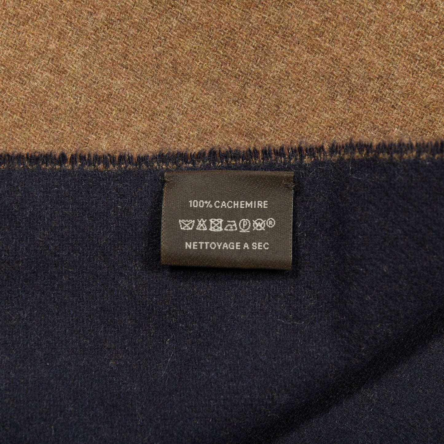 Cashmere Casaque Chevron Muffler Camel Marine