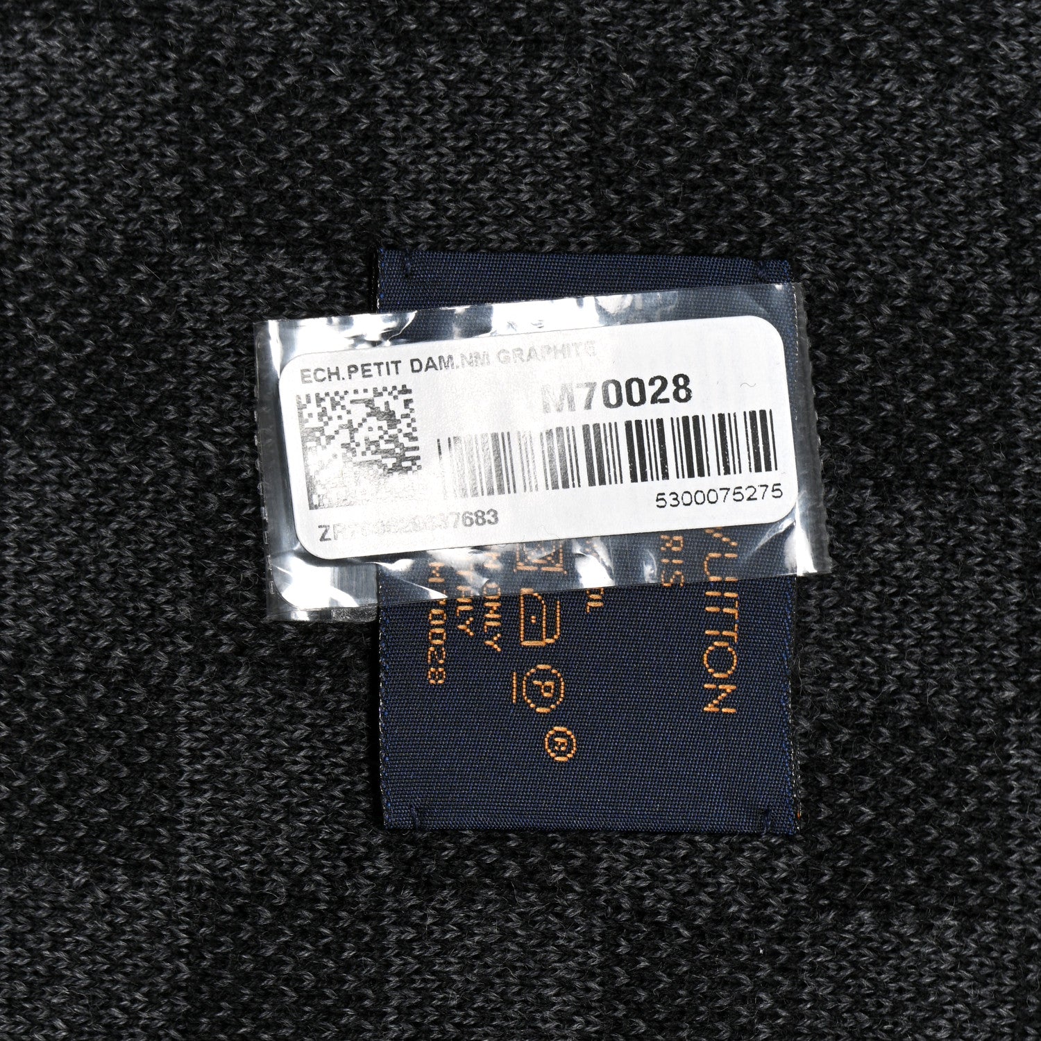 Louis Vuitton LOUIS VUITTON Wool Petit Damier Graphite Scarf Black 3 of 3
