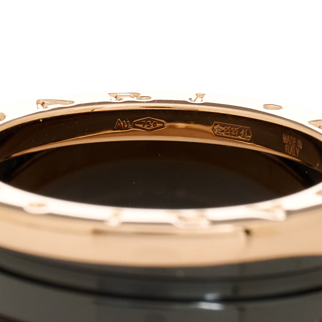 18K Rose Gold Black Ceramic B.Zero1 Two-Band Ring 53 6.25
