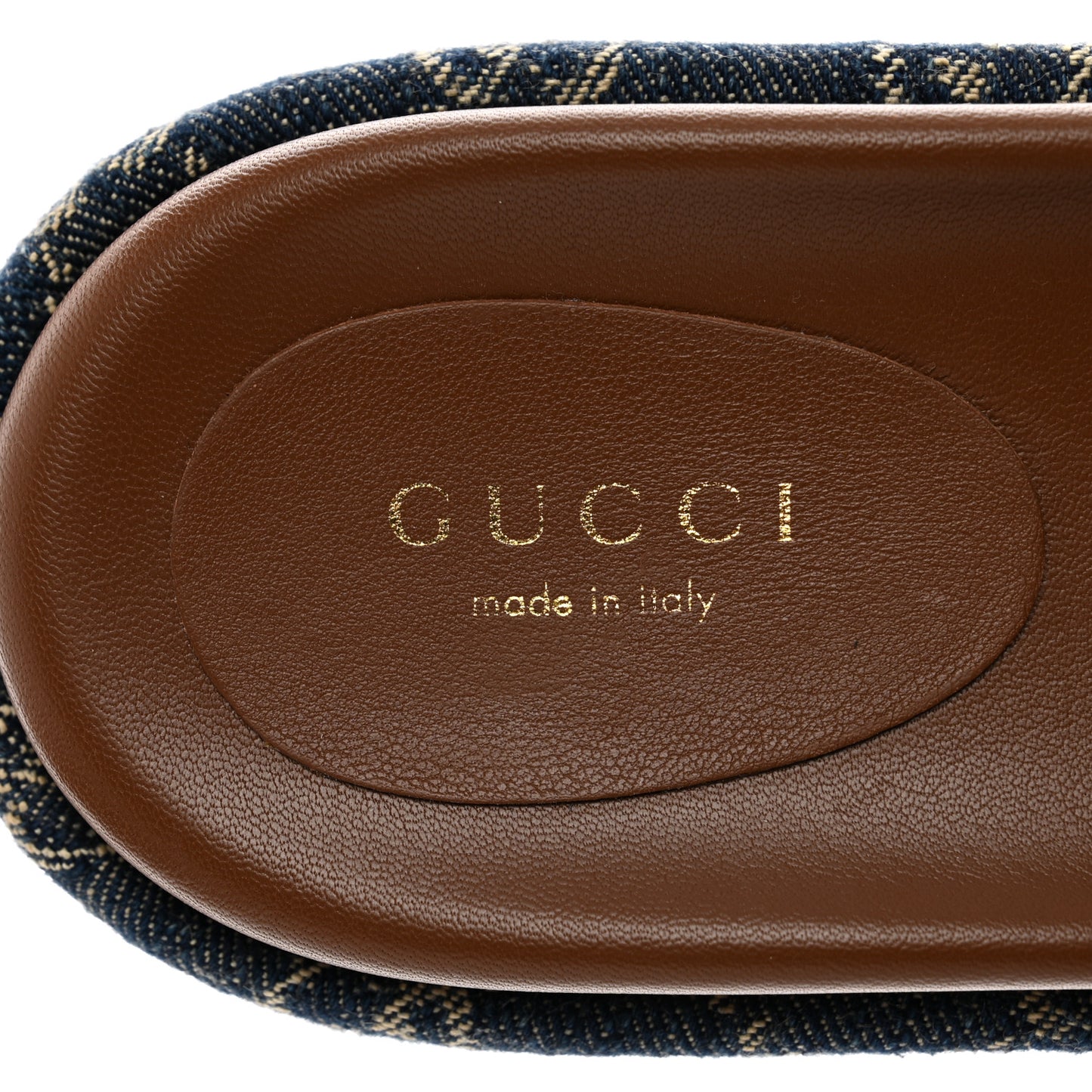 New Denim GG Monogram Angelina Platform 55mm Slide Sandals 36.5 Blue Tea