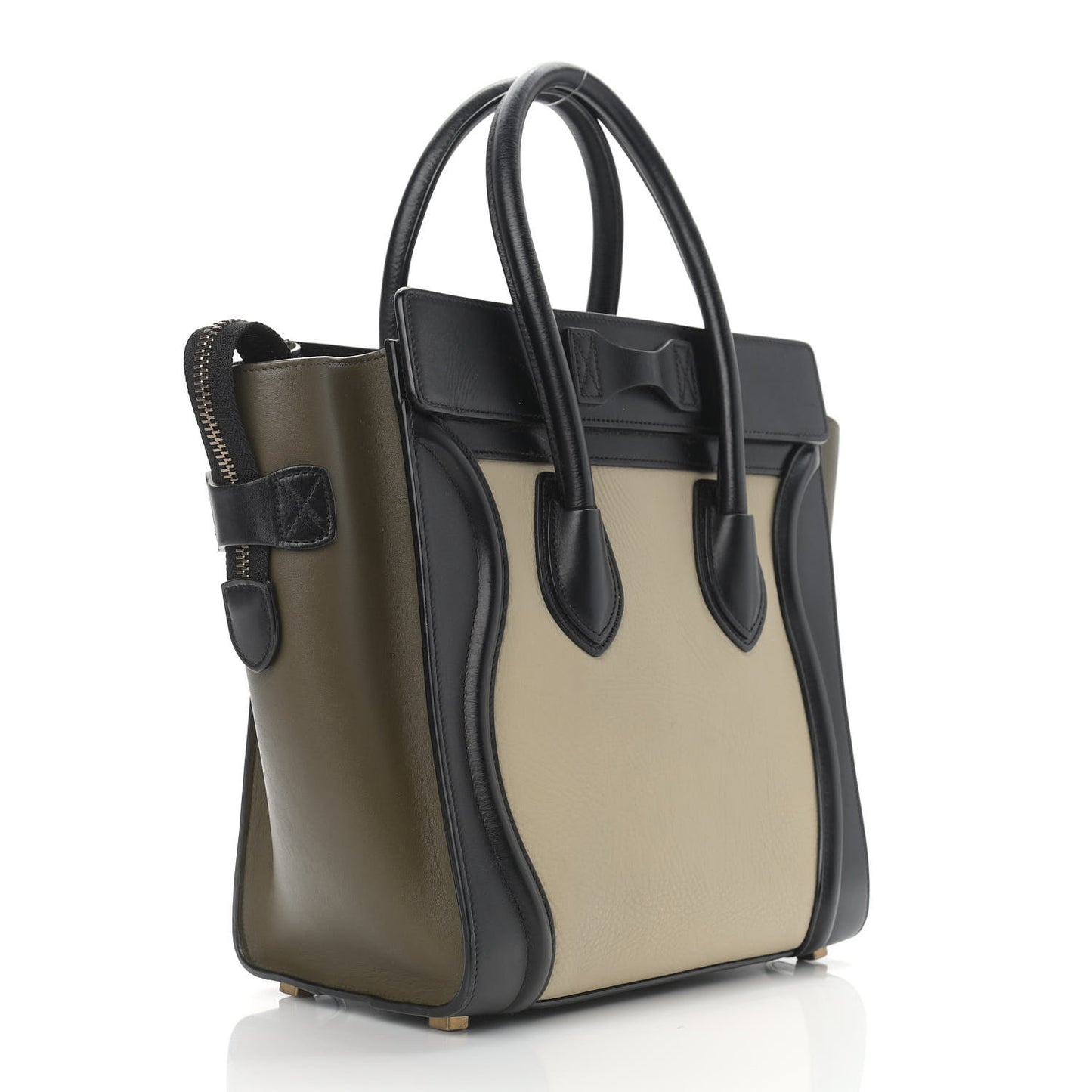 Textured Calfskin Micro Tri-Color Luggage Olive