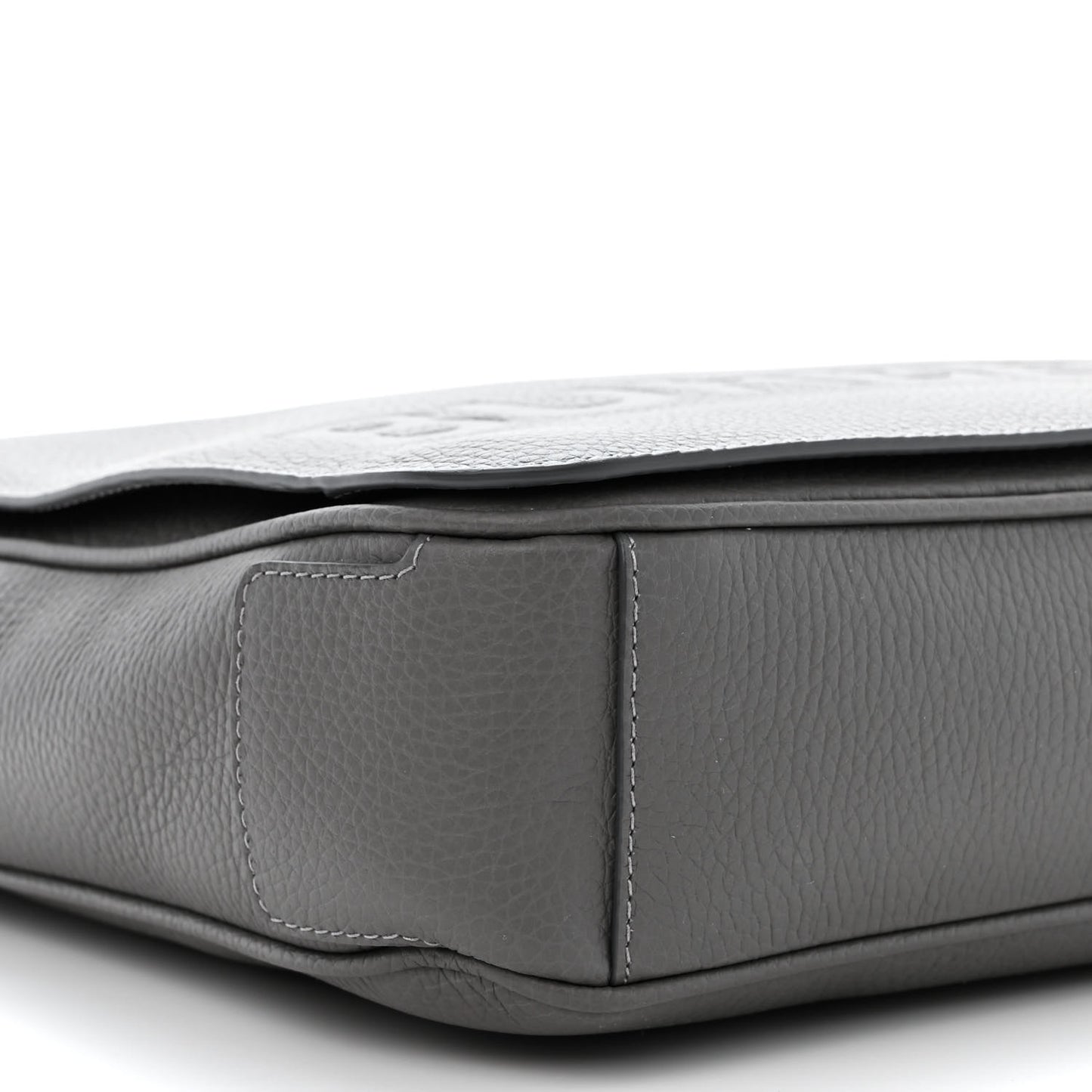 Grainy Calfskin Embossed Bruno Messenger Charcoal Grey