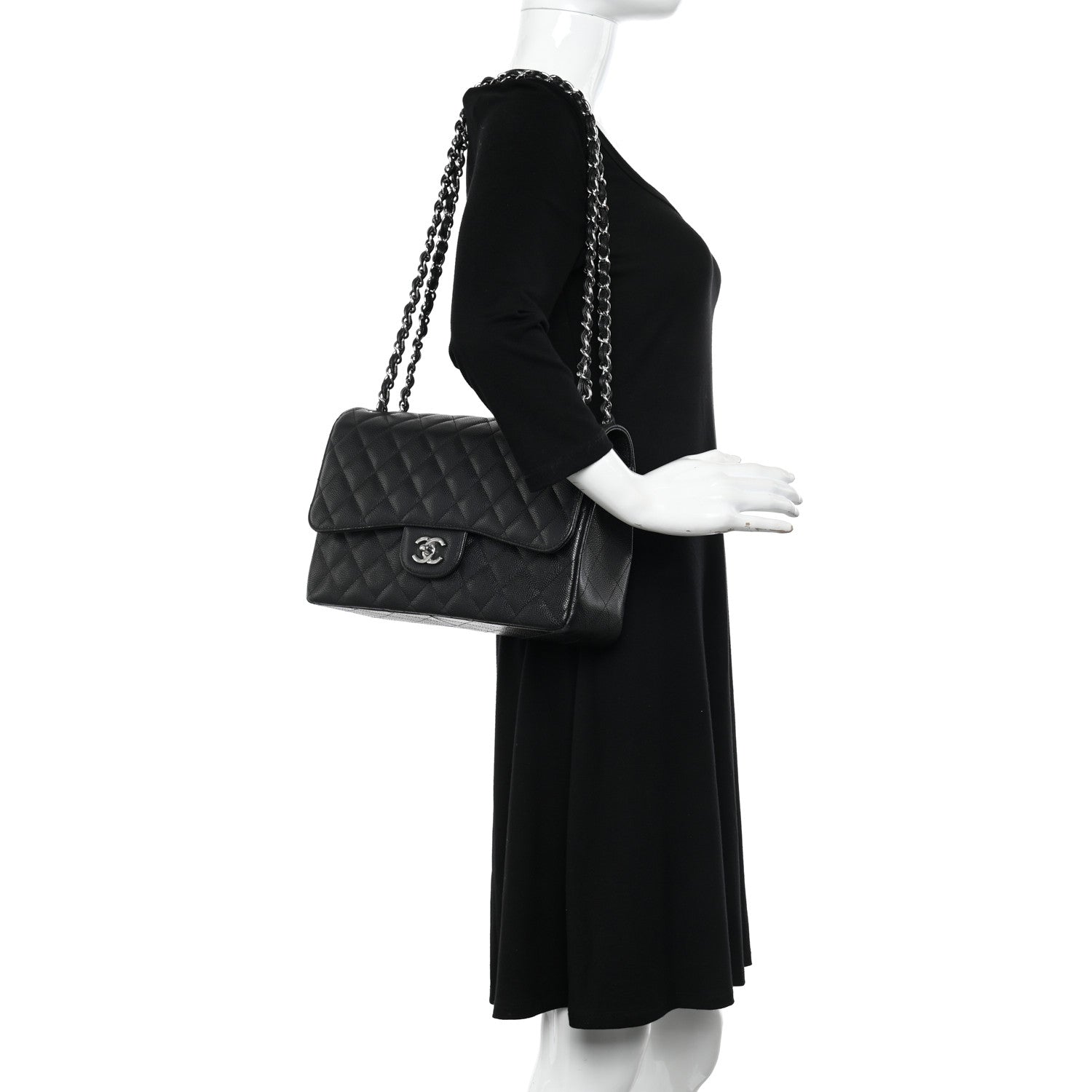 Chanel Caviar Quilted Jumbo Double Flap Black 2 of 11