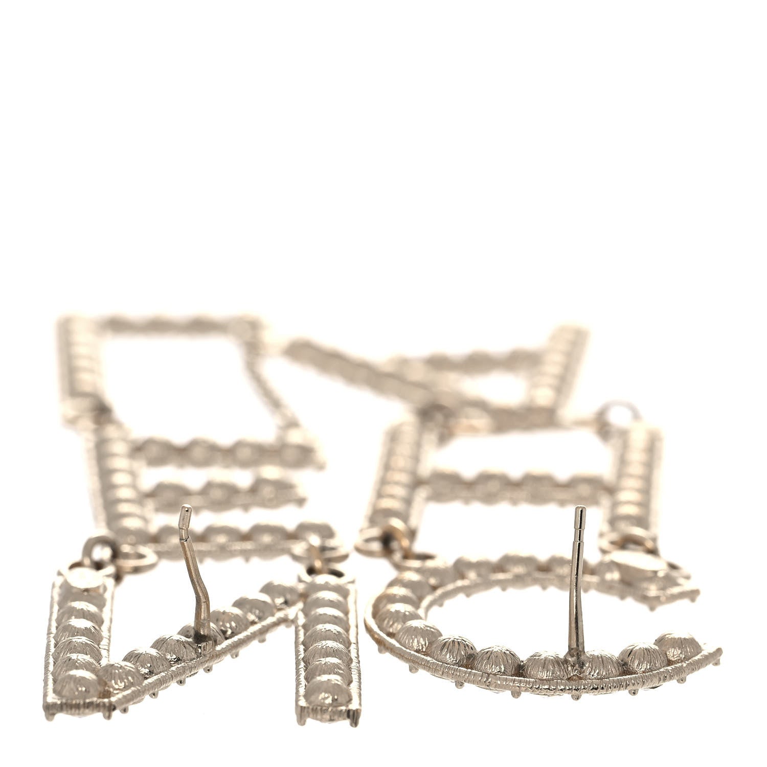 Chanel Crystal Cha-Nel Logo Drop Earrings Gold 3 of 4