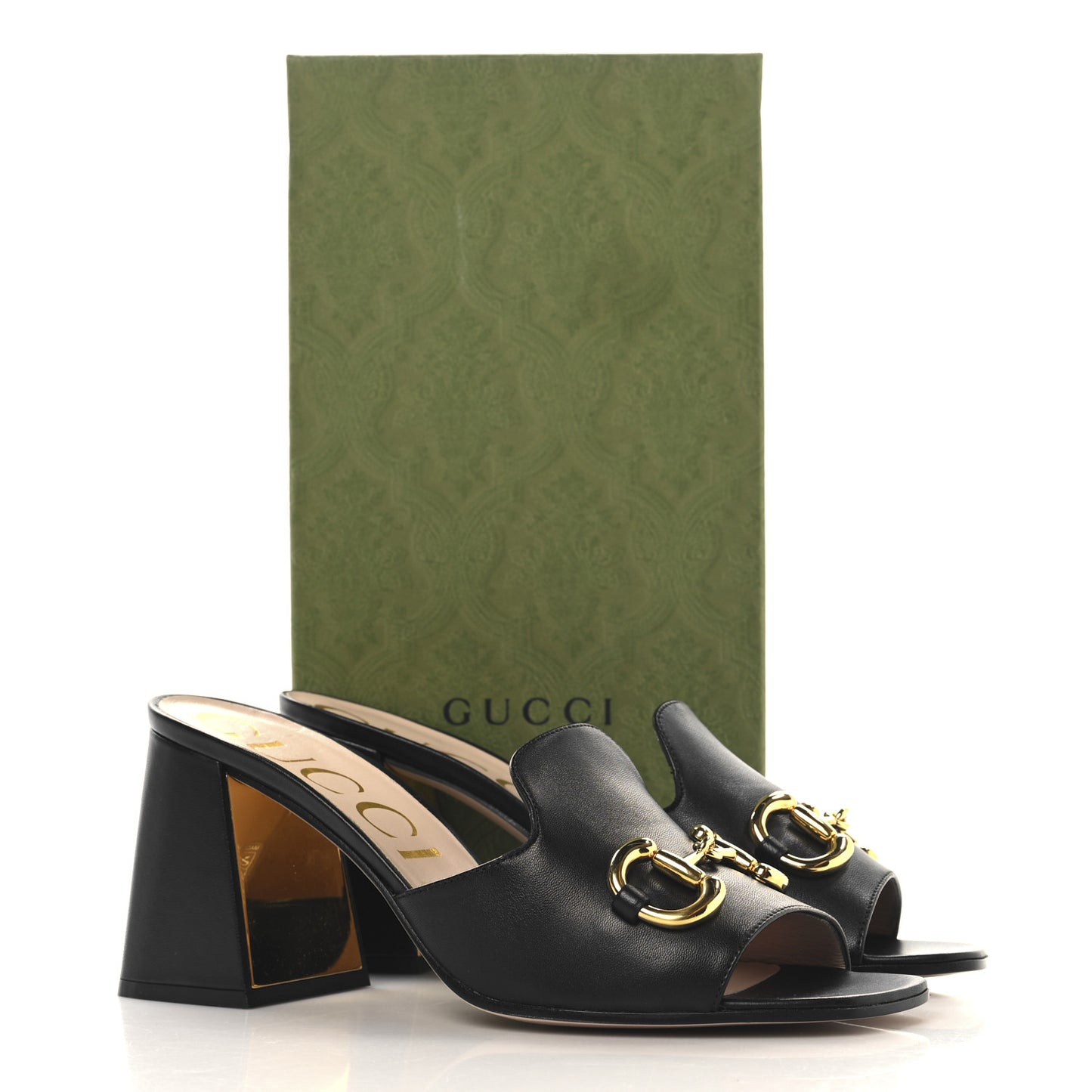 Nappa Horsebit 75mm Slide Sandals 41.5 Black