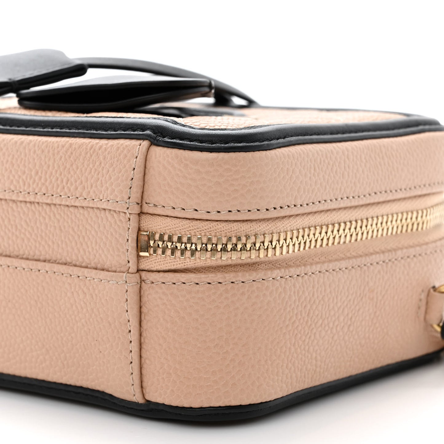 Caviar Quilted Small CC Filigree Vanity Case Beige Black