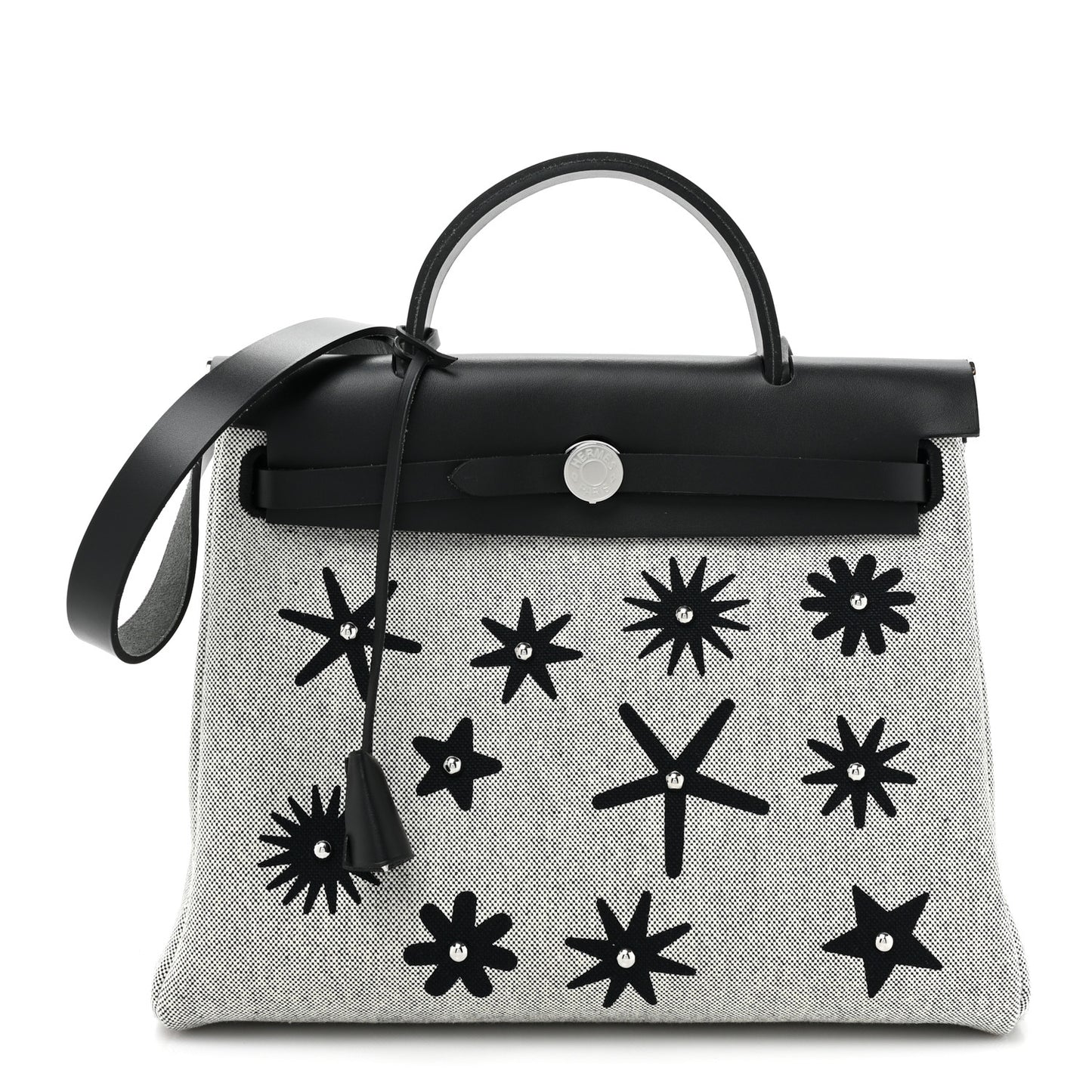 H Plume Canvas Vache Hunter Circuit Rider Hobnailed Herbag Zip Retourne 31 PM Black Ecru