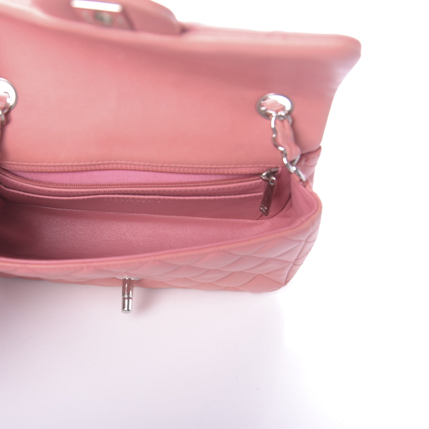 Lambskin Quilted Mini Rectangular Flap Pink