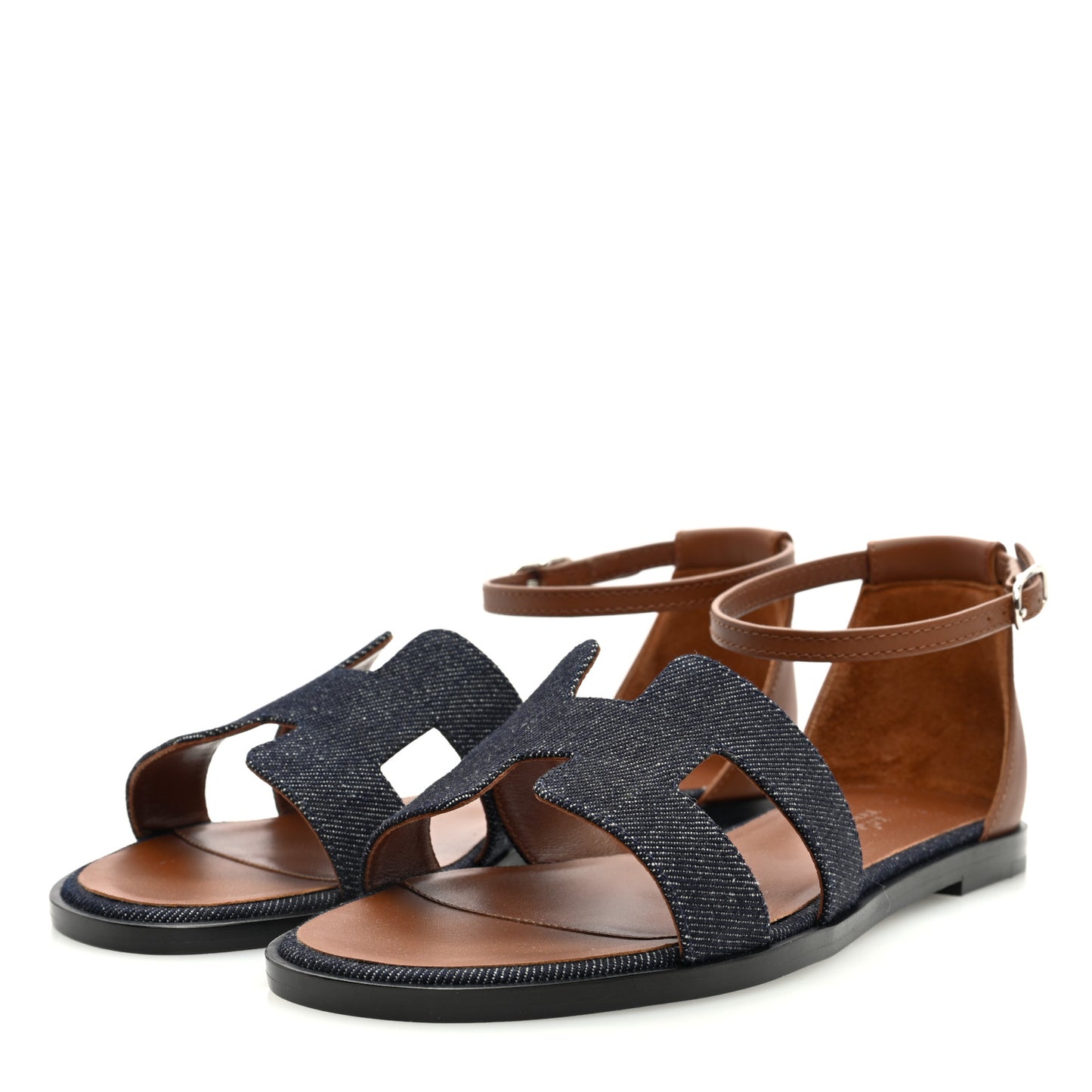 Denim Santorini Sandals 38 Bleu Brut Gold