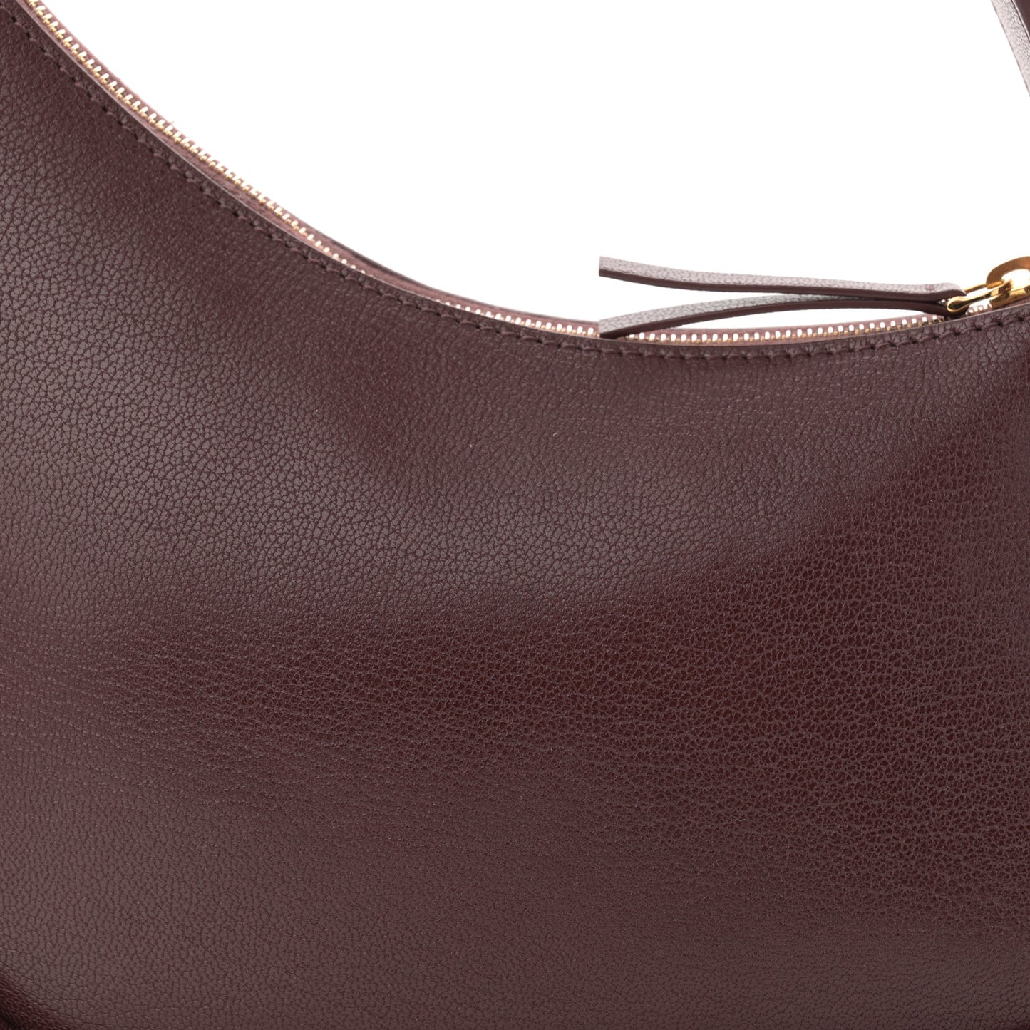 Grained Calfskin Half Moon Shoulder Bag Raisin