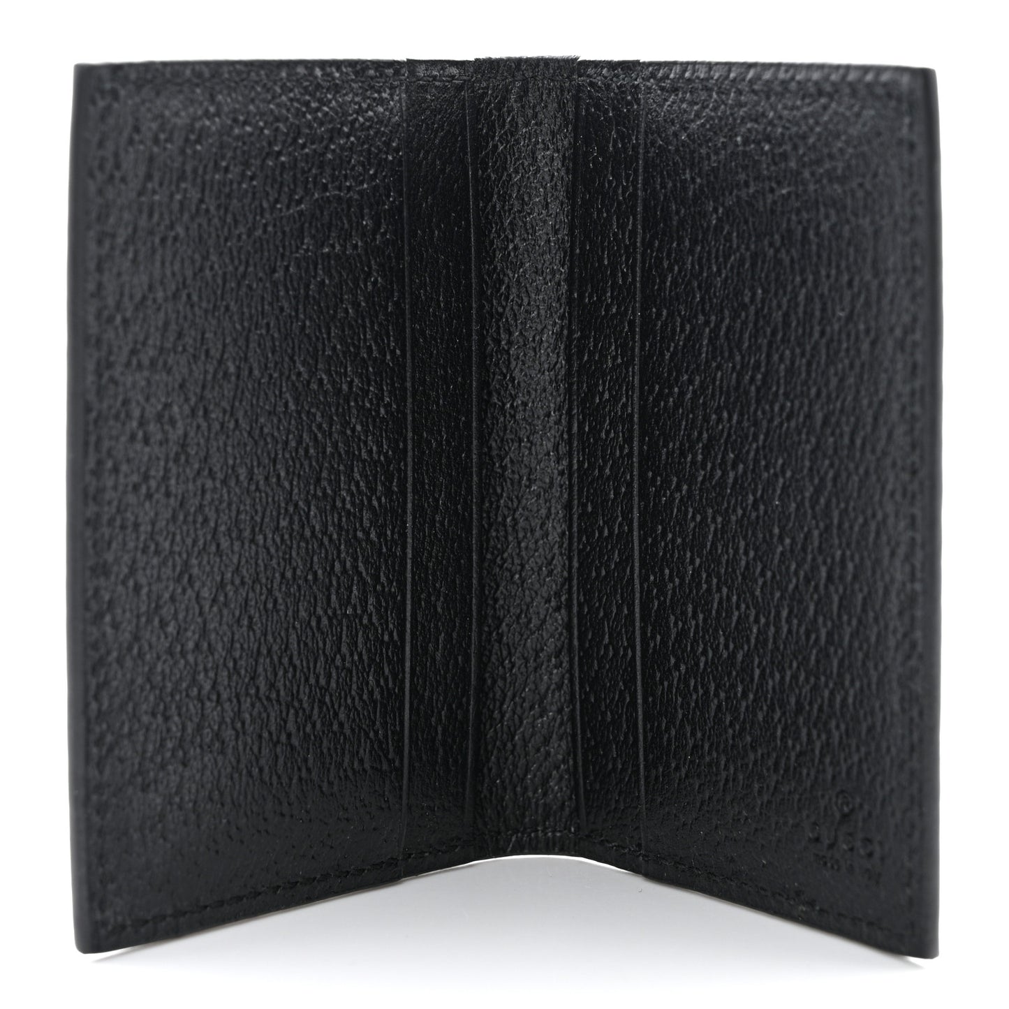 Textured Dollar Calfskin Horsebit Card Holder Black