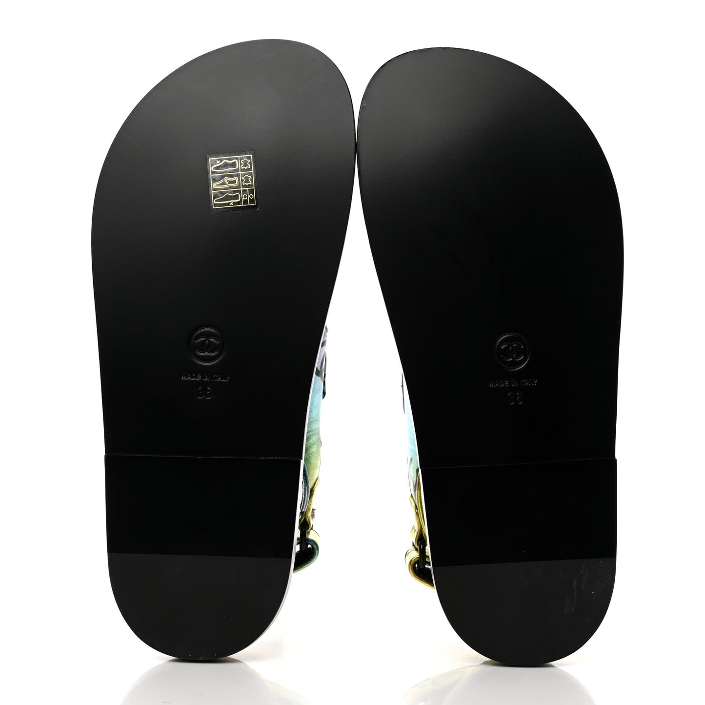 Laminated Lambskin Printed CC Dad Sandals 36 Multicolor