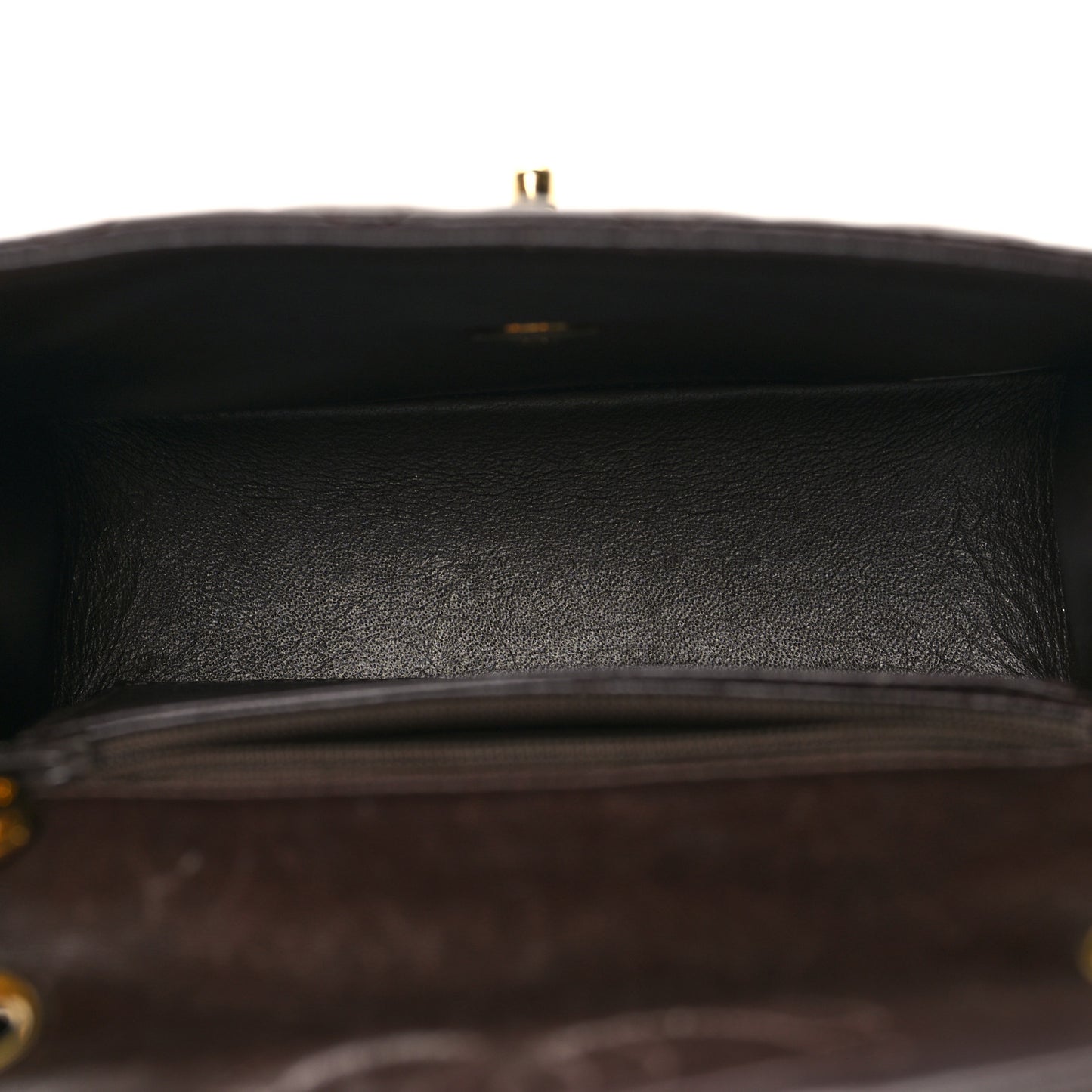 Lambskin Quilted Mini Square Flap Bag Dark Brown