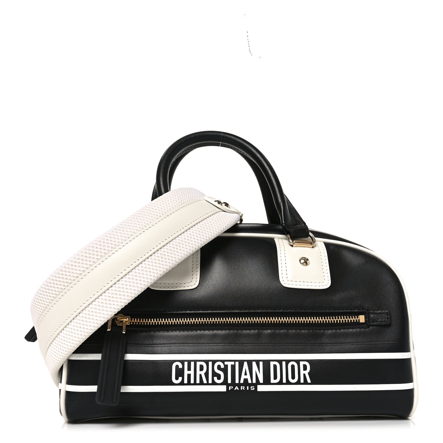 Christian Dior Calfskin Small Dior Vibe Zip Bowling Bag Black