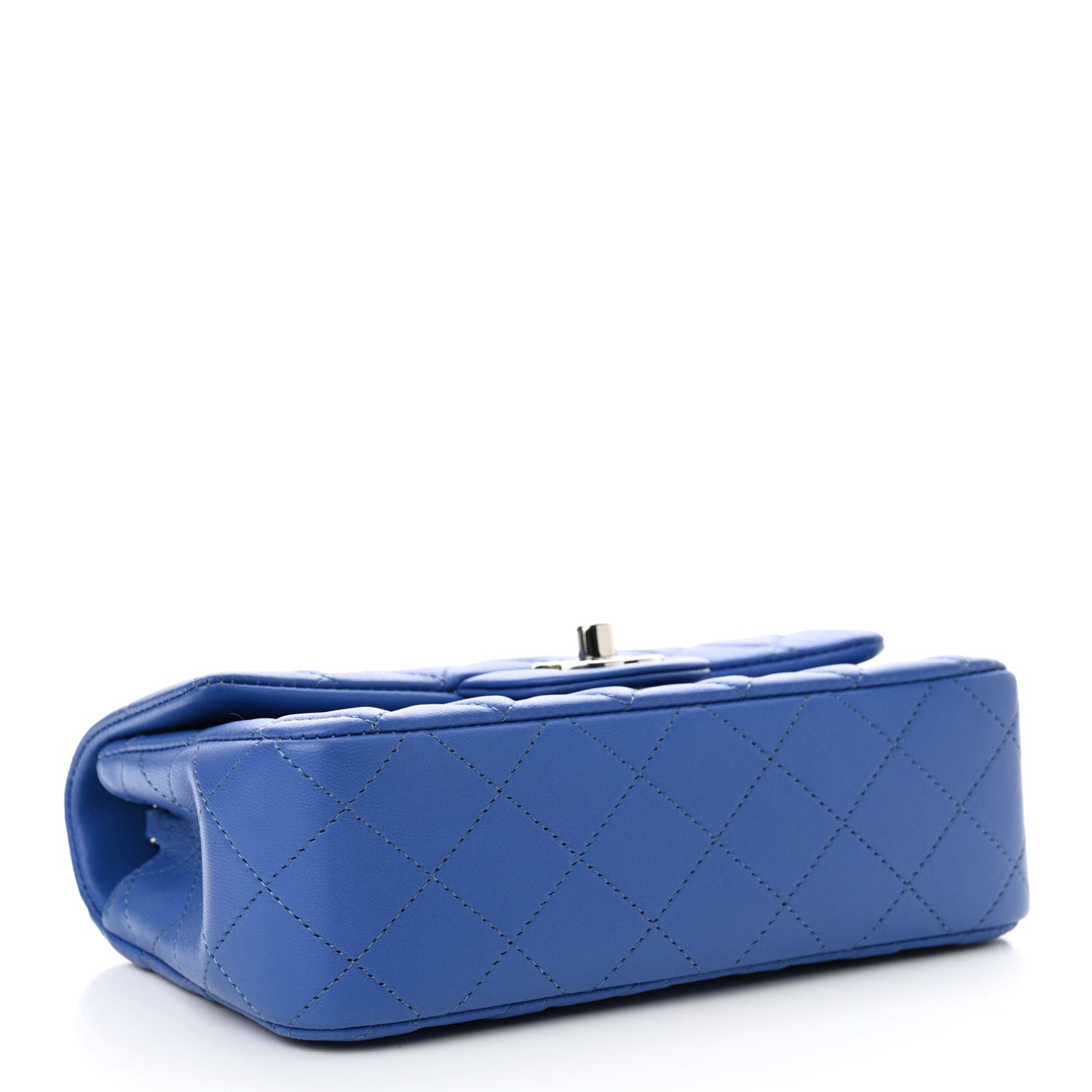 Lambskin Quilted Mini Rectangular Flap Light Blue