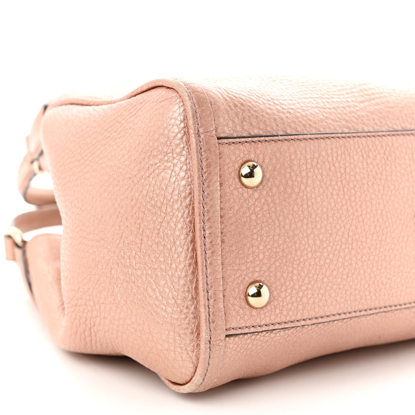 Metallic Pebbled Calfskin Small Soho Shoulder Bag Pink
