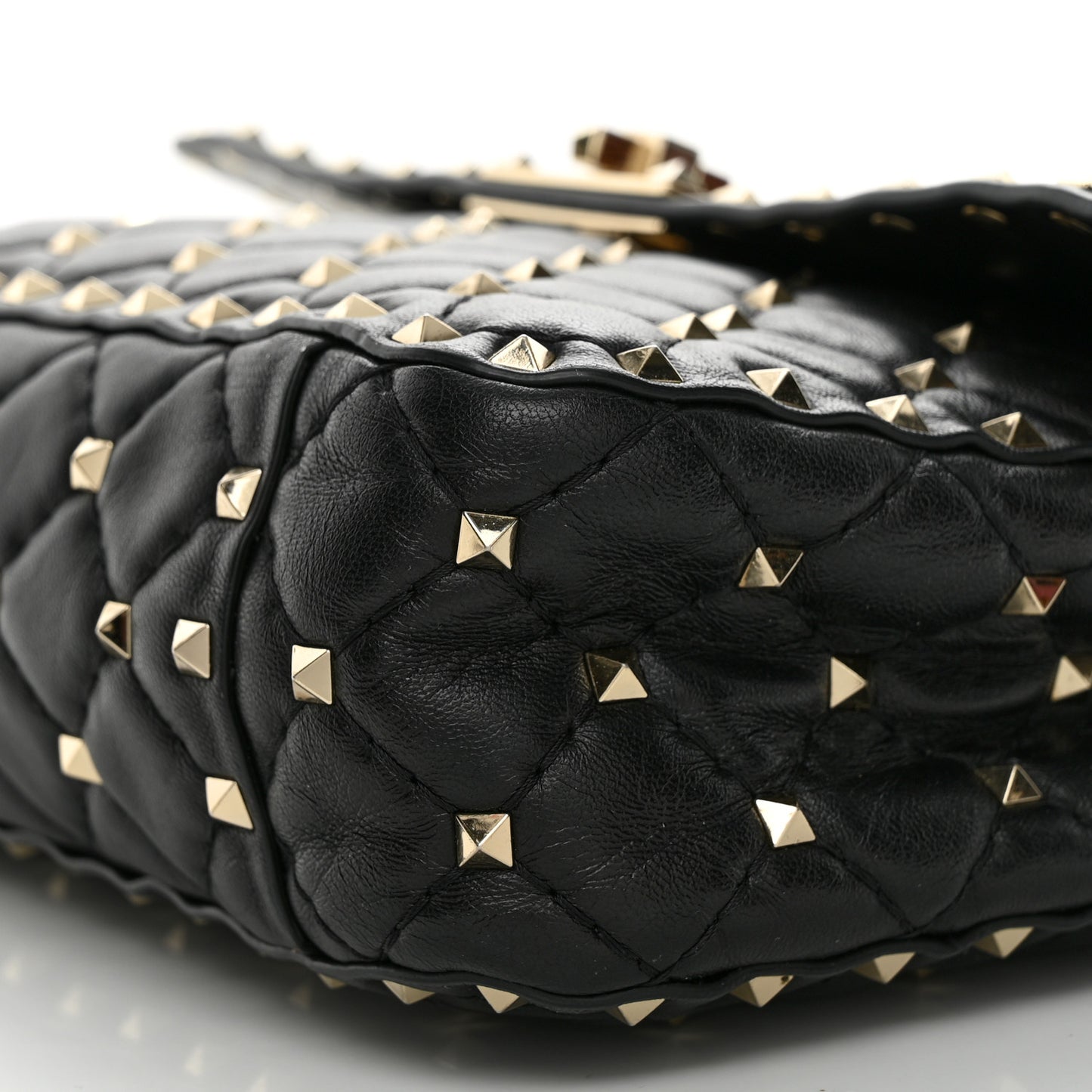 Lambskin Medium Rockstud Spike Shoulder Bag Black