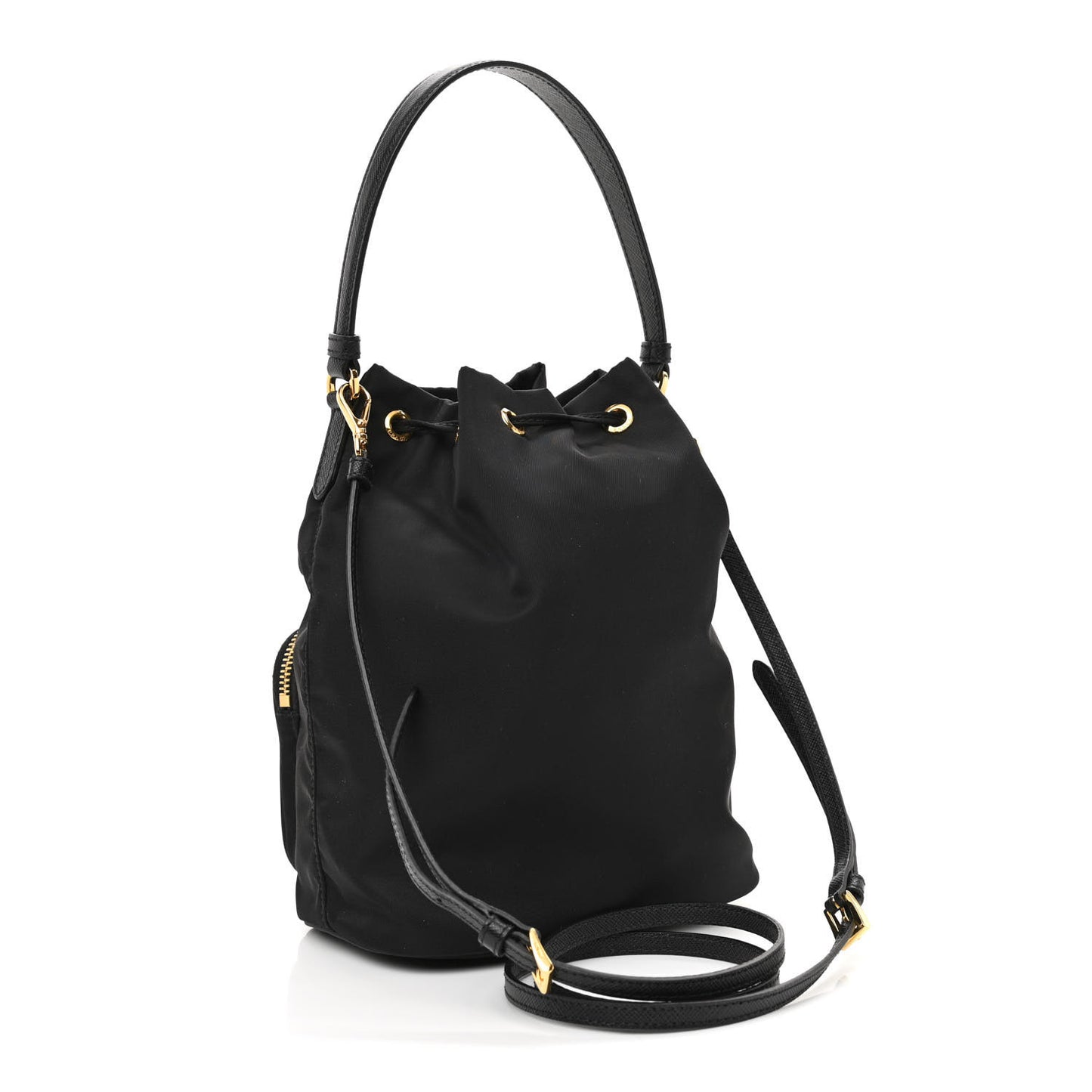 Re-Nylon Duet Drawstring Shoulder Bag Black