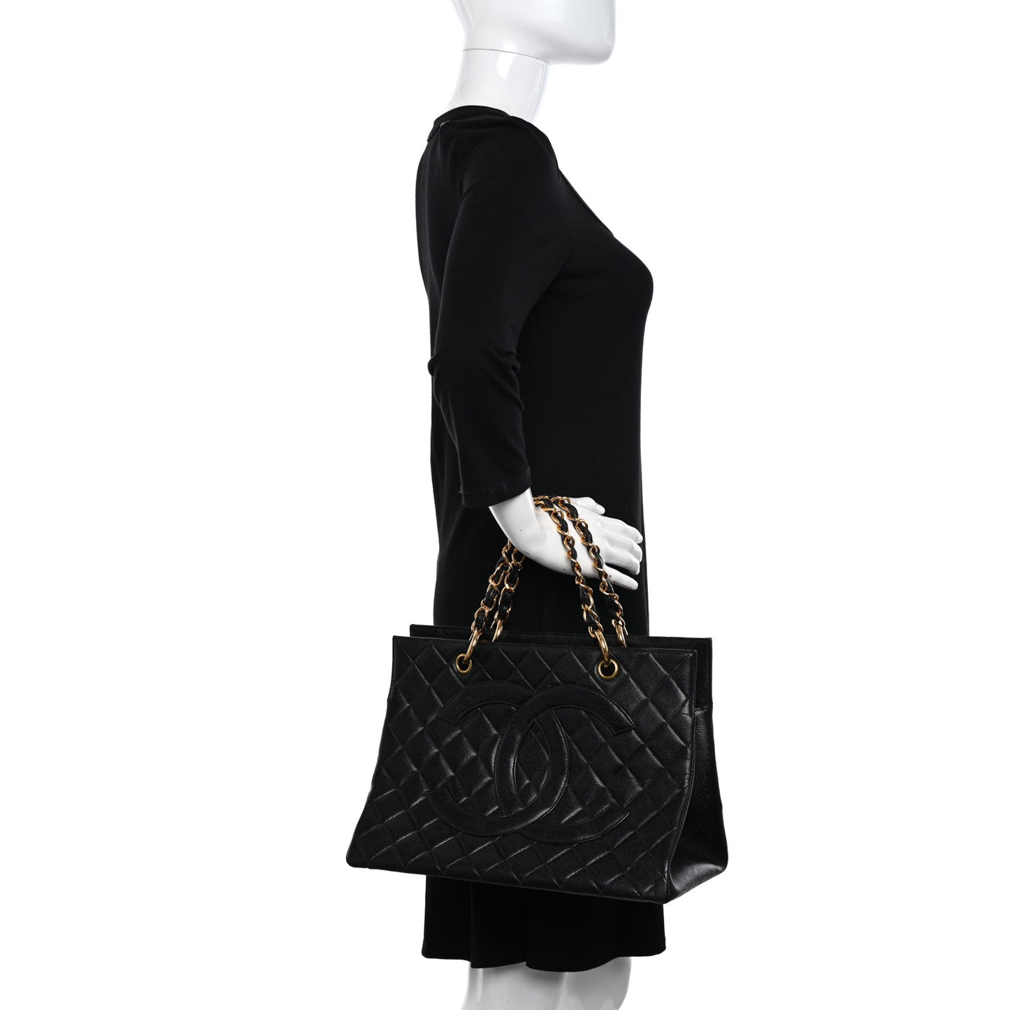 Caviar Quilted Grand Timeless Tote GTT Black