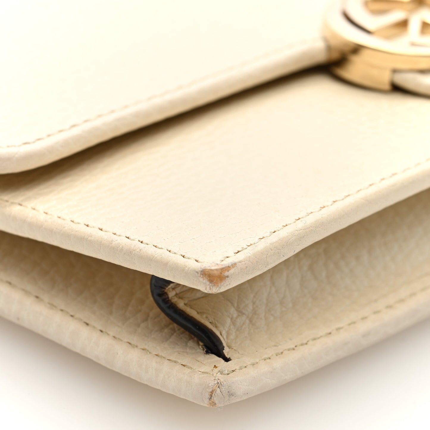 Dollar Calfskin Interlocking G Chain Wallet Ivoire
