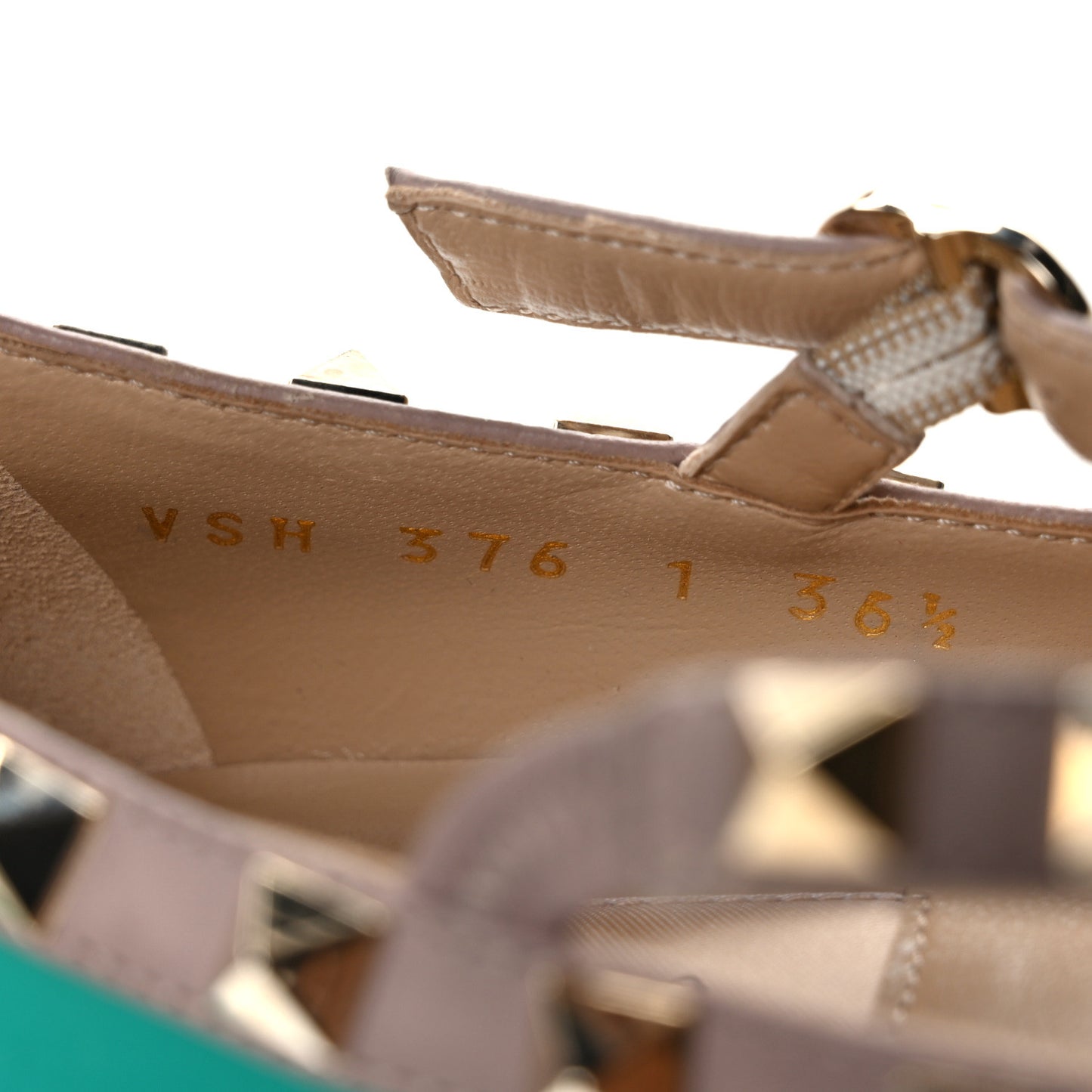 Patent Nappa Rockstud Cage Ballerina Flats 36.5 Opaline Green Poudre