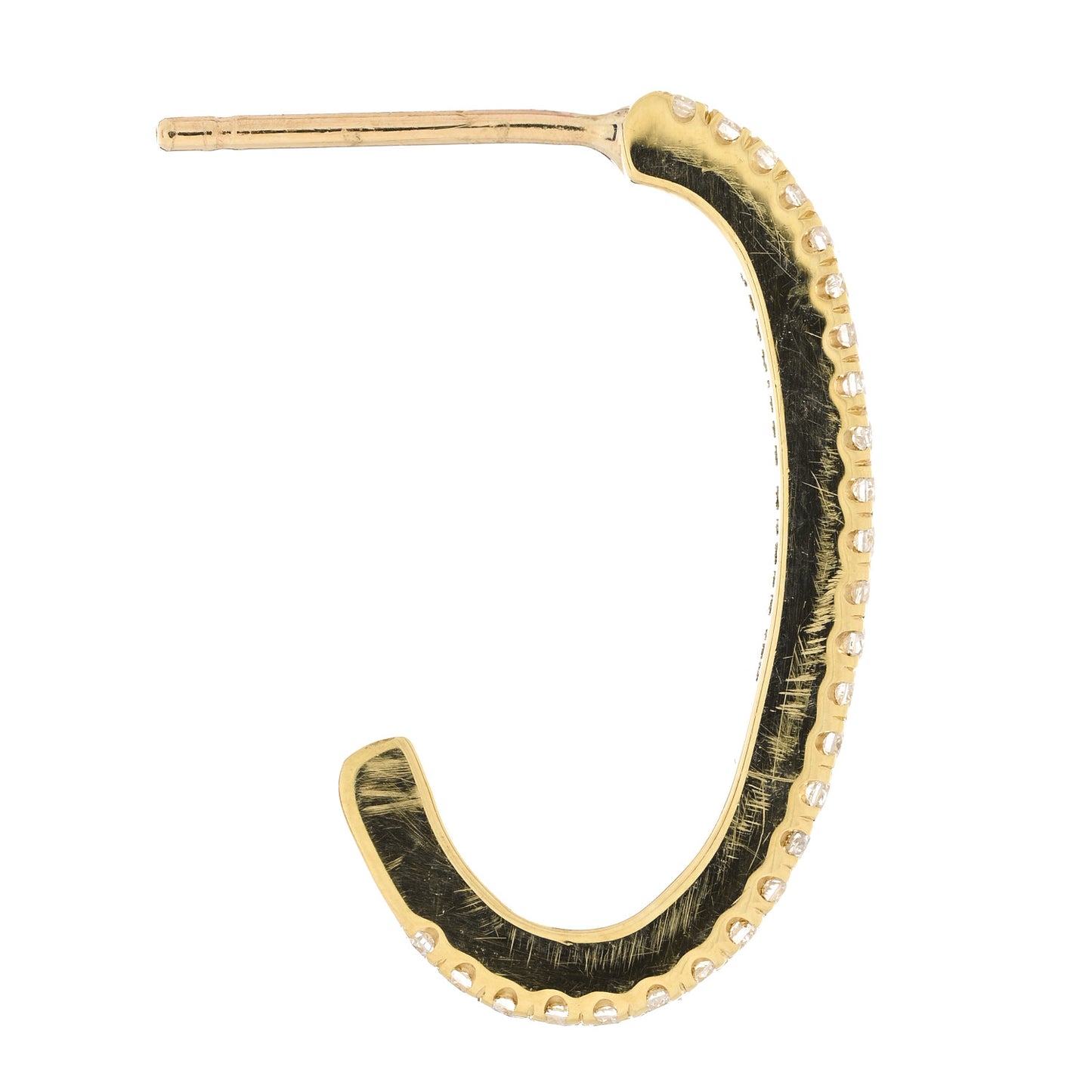 18K Yellow Gold Diamond Small Elongated Edith Hoop Earrings