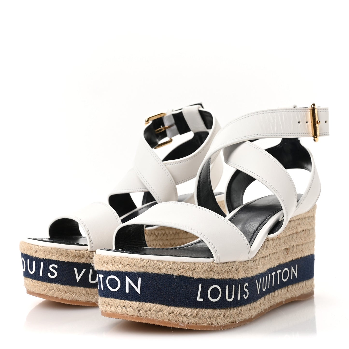 Calfskin Boundary Wedge Sandals 38 White