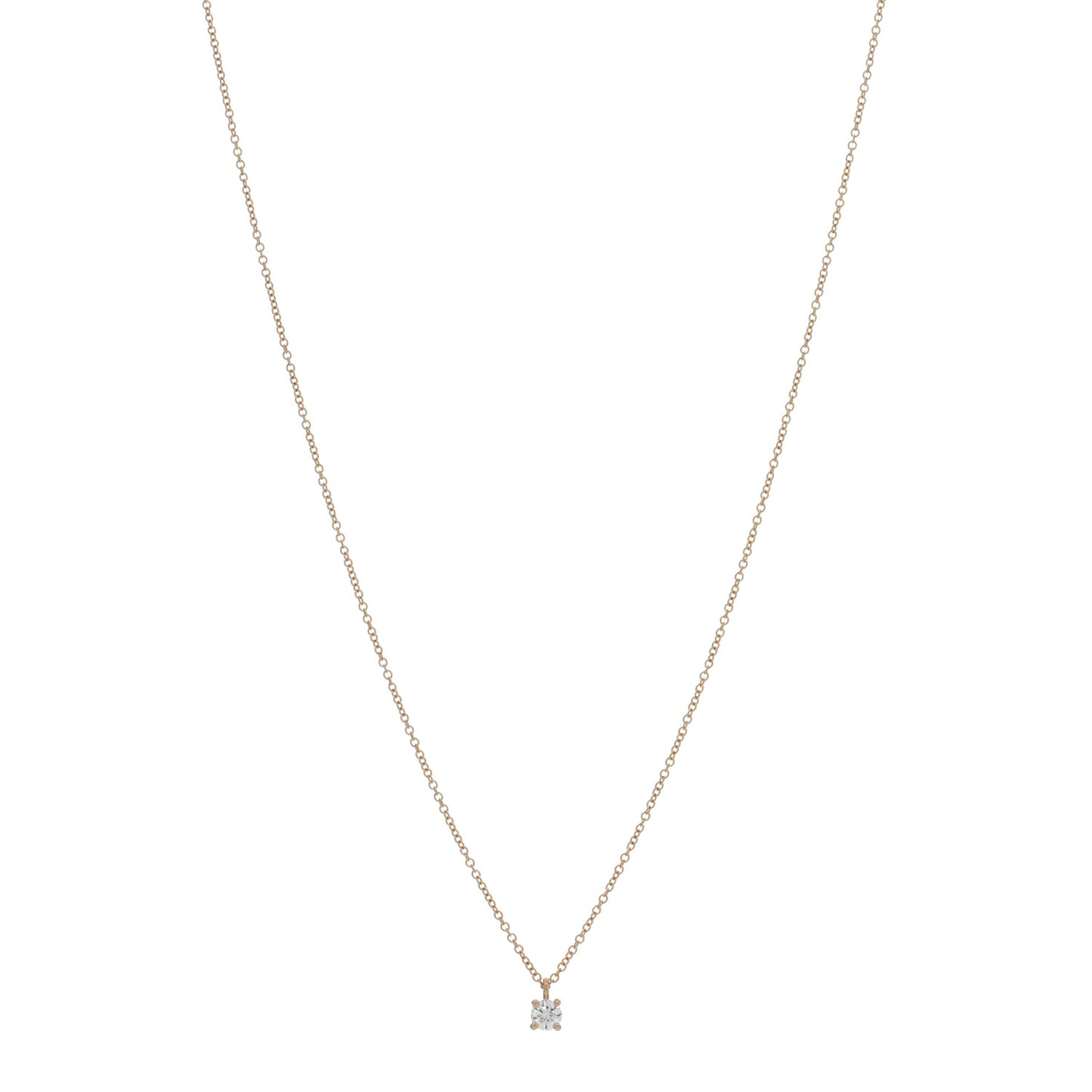 18K Rose Gold Diamond .17ct Solitaire Pendant Necklace