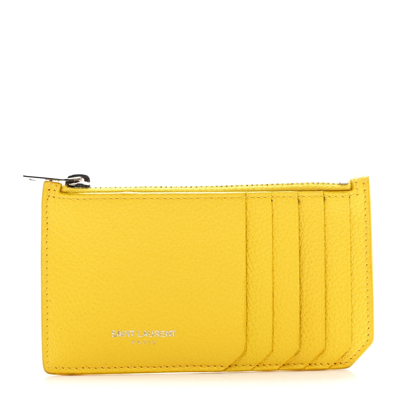 Saint Laurent Grained Calfskin 5 Fragments Zip Pouch Card Holder