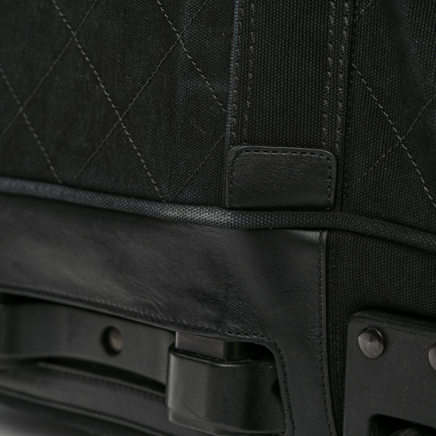 Washed Toile Calfskin Quilted Trolley Black