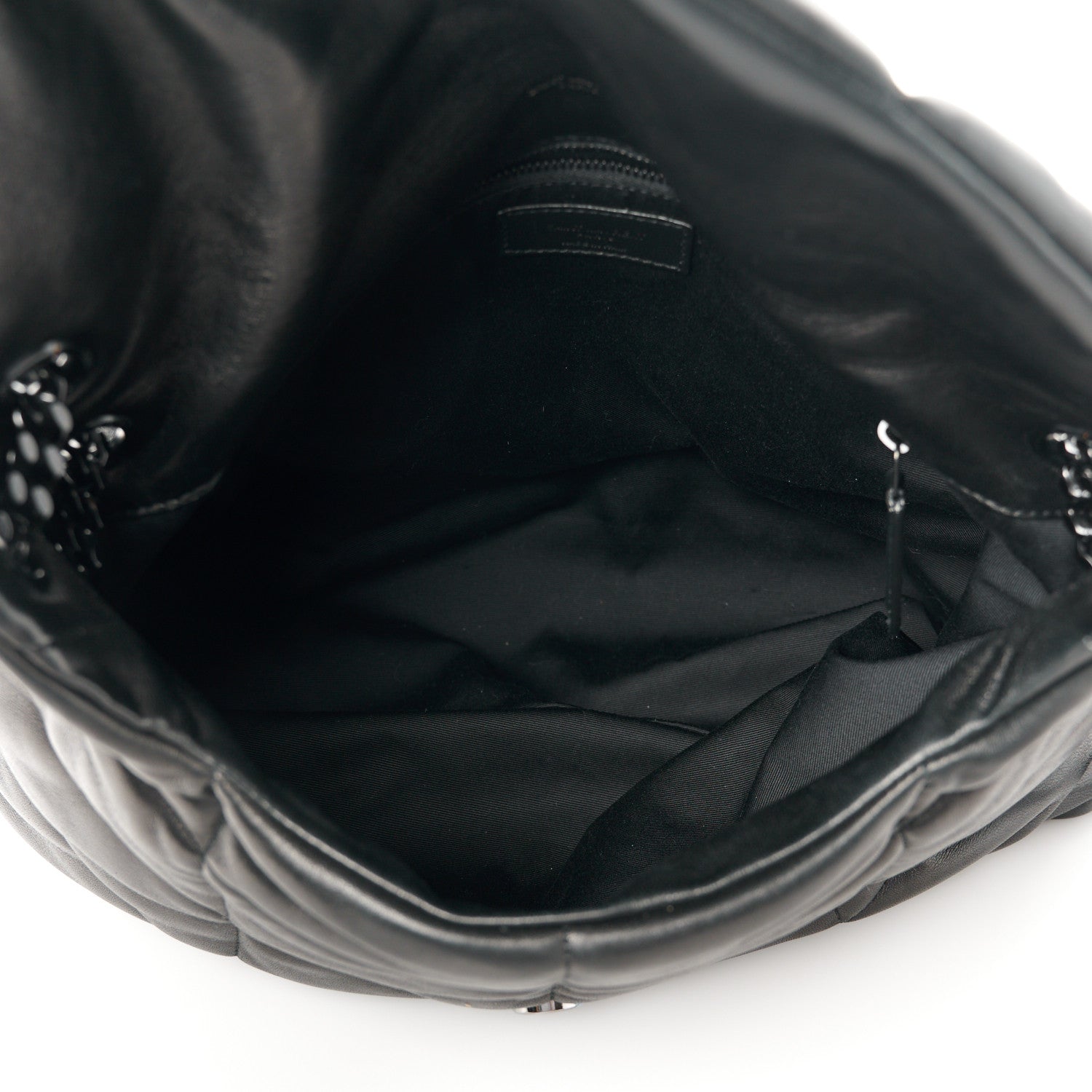 Saint Laurent Lambskin Quilted Monogram Monochrome Medium Loulou Puffer Chain Satchel Black 5 of 11