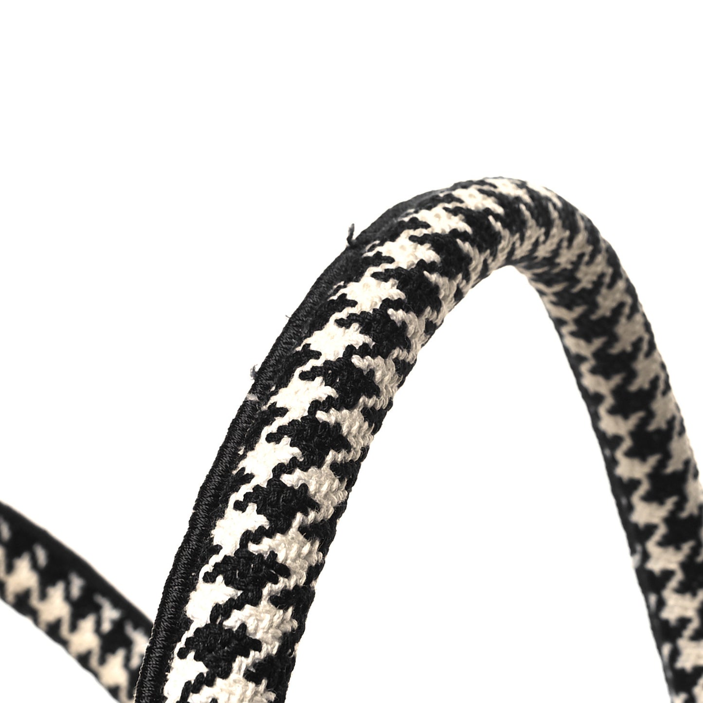 Canvas Houndstooth Embroidered Medium Book Tote Black White