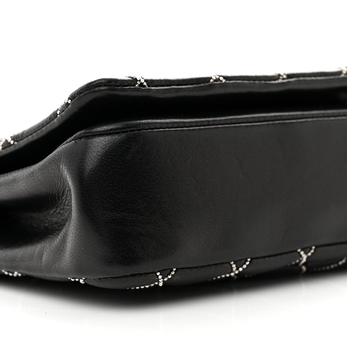 Lambskin Studded Medium Metal Beauty Flap Black