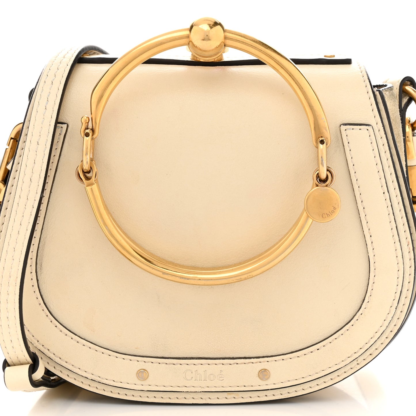 Calfskin Suede Small Nile Bracelet Bag Off White