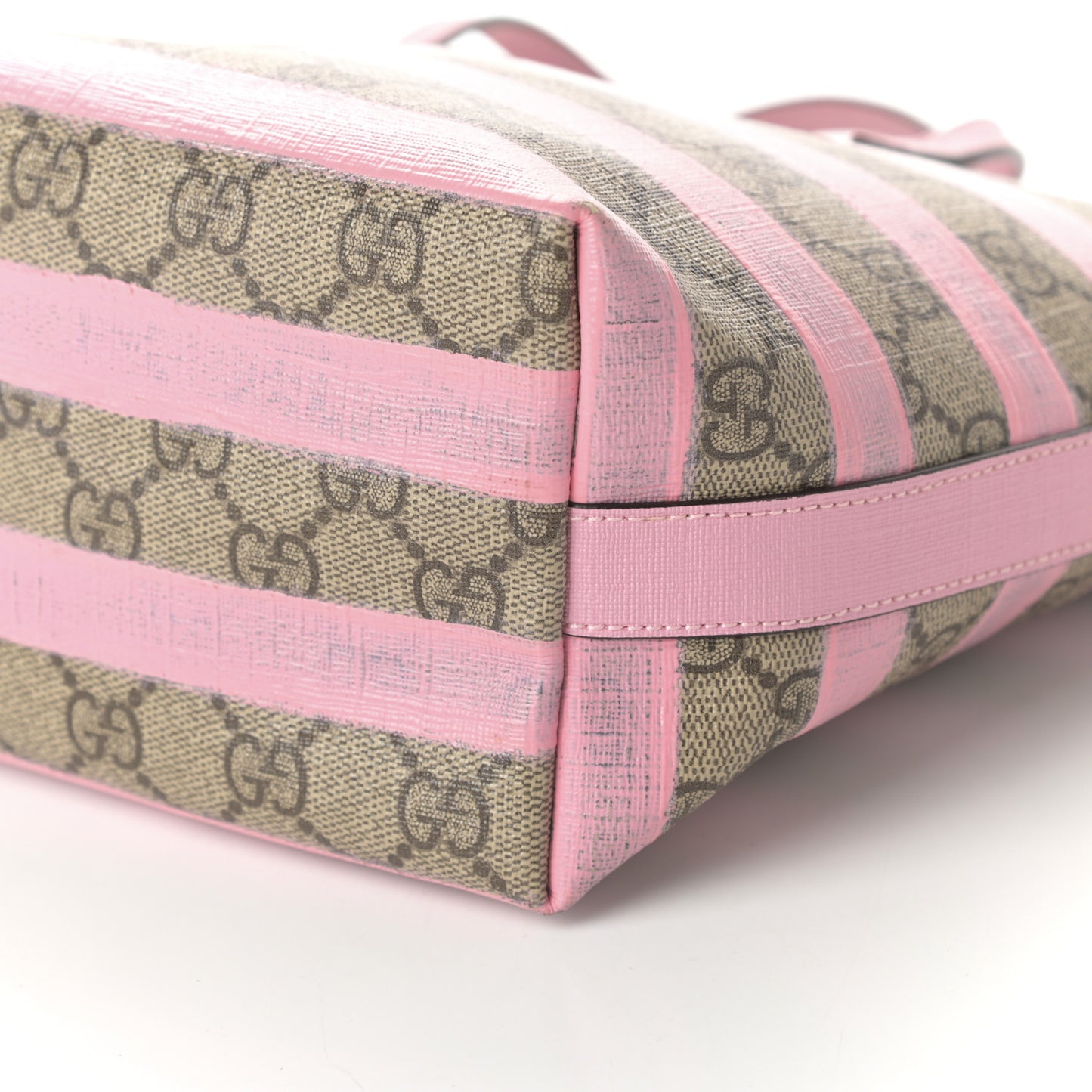 GG Supreme Monogram Striped Childrens Tote Beige Ebony Pink