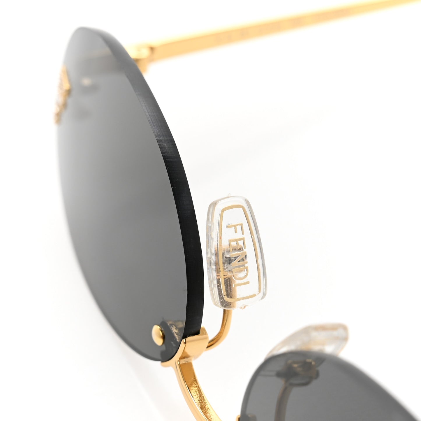 Metal Crystal Fendi First Fashion Show Oval Sunglasses FE4075US Gold Grey