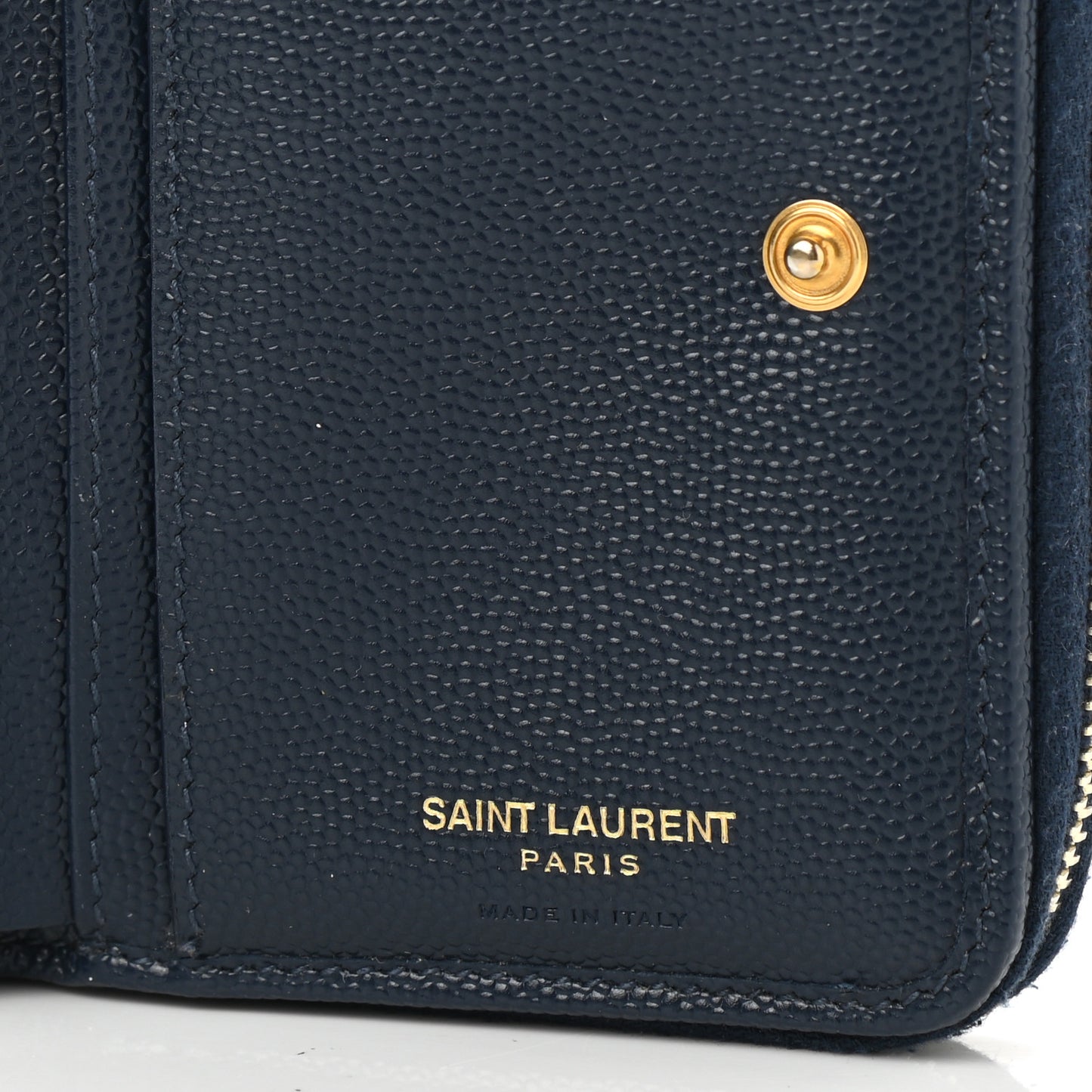 Grain De Poudre Matelasse Chevron Monogram Compact Zip Around Wallet Deep Marine