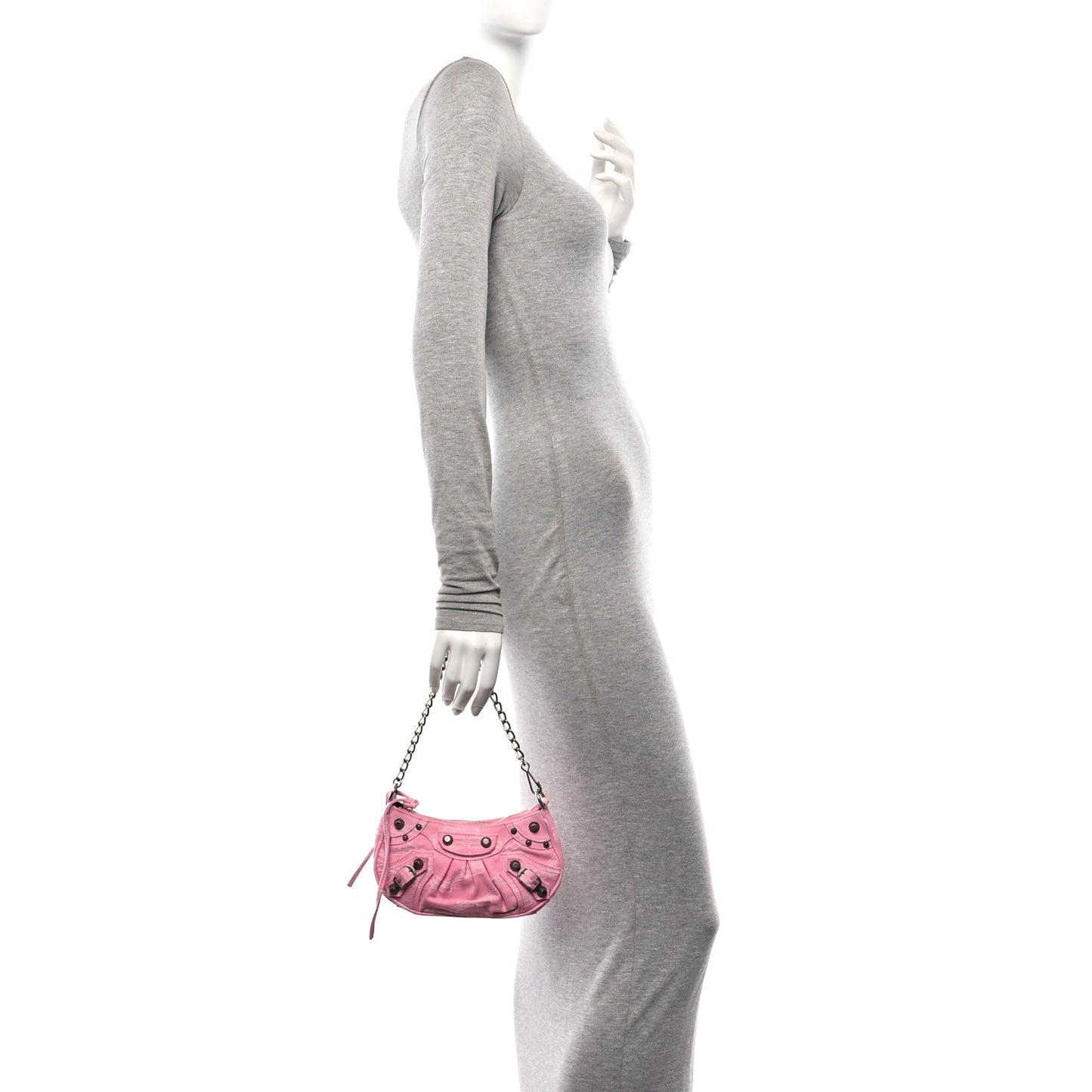 Washed Denim BB Monogram Le Cagole Mini Purse With Chain Pink