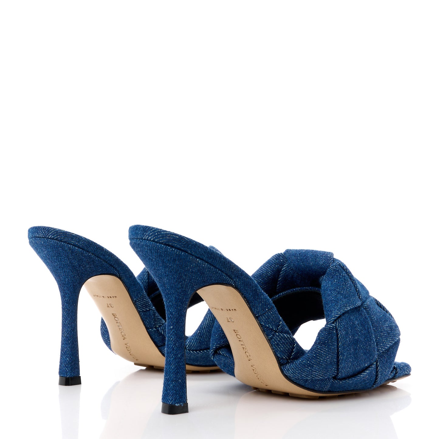 Denim Intrecciato Lido Mule 90 Sandals 37 Indigo